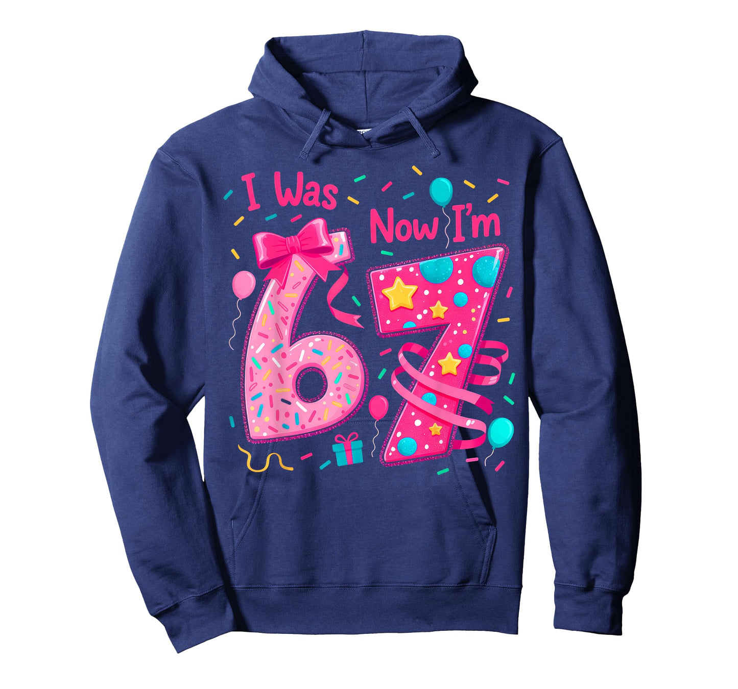 7th Birthday Girl I was 6 Now I'm 7 Year Old Girl Birthday T-Shirt