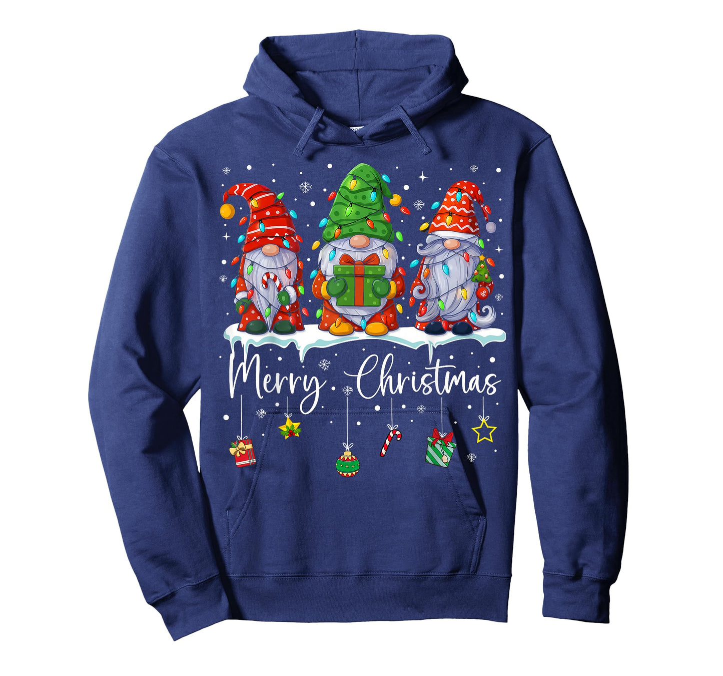 Cute Christmas Gnomes with Lights Merry Christmas T-Shirt