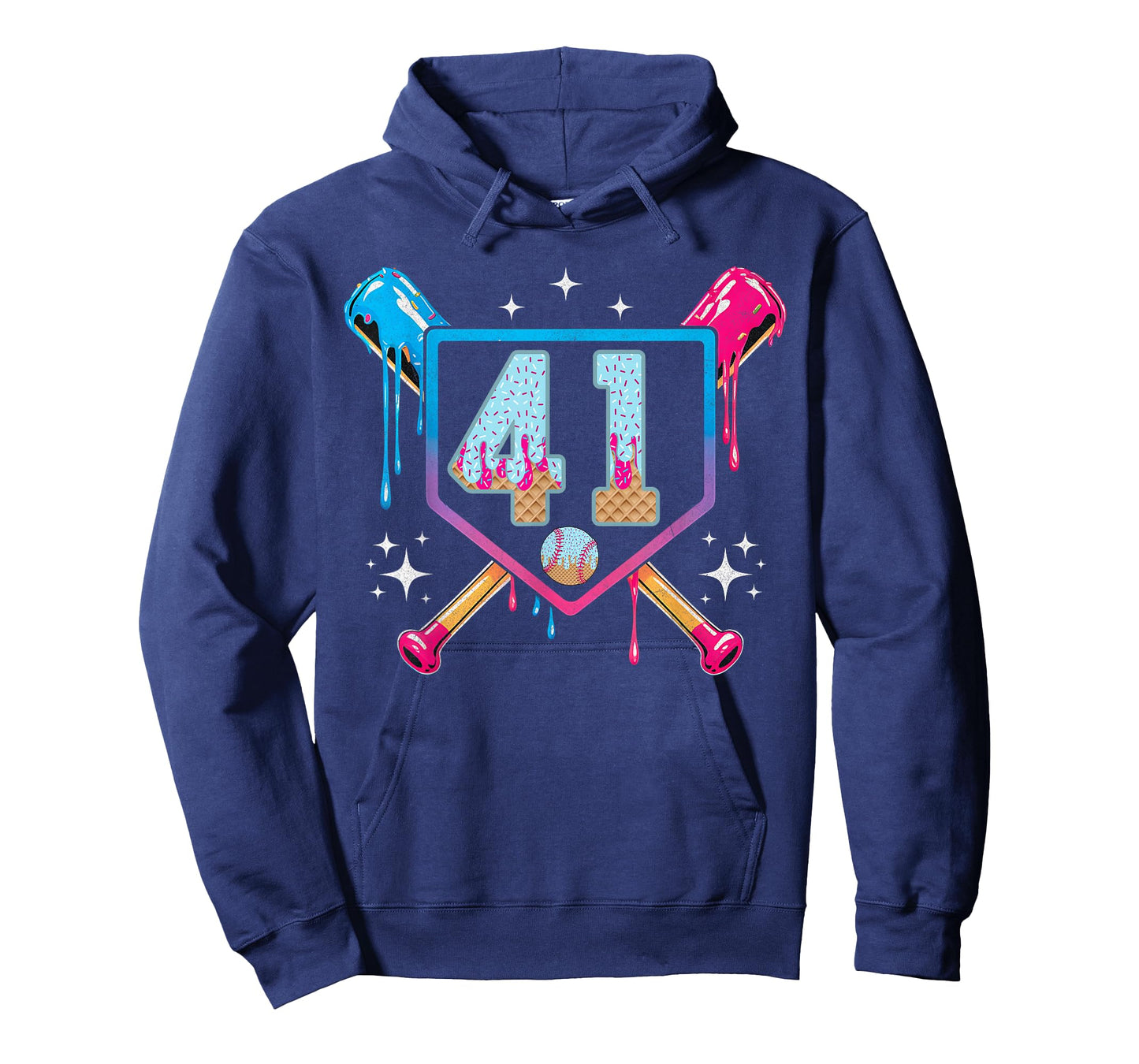 Baseball 41 Year Old Ice Cream Drip 41th Birthday Number 41 T-Shirt