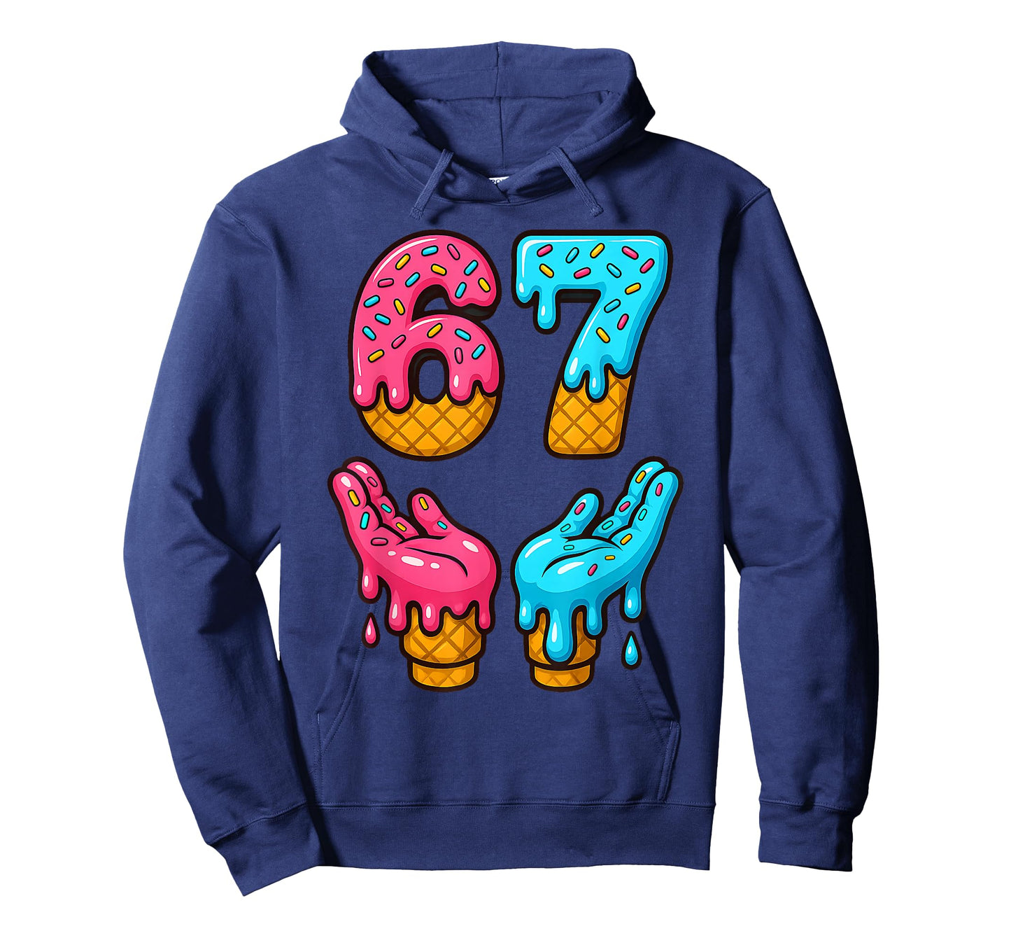 Six Seven Ice Cream Drip Meme 67 Funny Gen Alpha Slang 6 7 T-Shirt