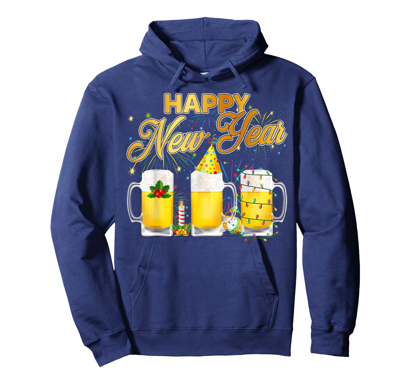 Happy New Year 2026 Glasses of Beer Fireworks New Years Eve T-Shirt
