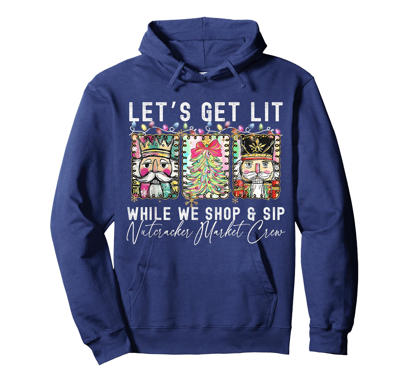 Preppy Let's Get Lit While Why Shop and Sip Nutcrackers Xmas T-Shirt