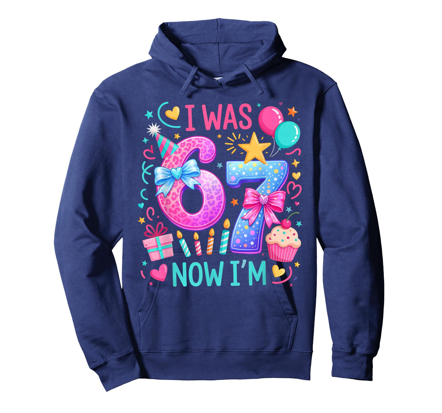 7th Birthday Girl I was 6 Now I'm 7 Year Old Kids Birthday T-Shirt