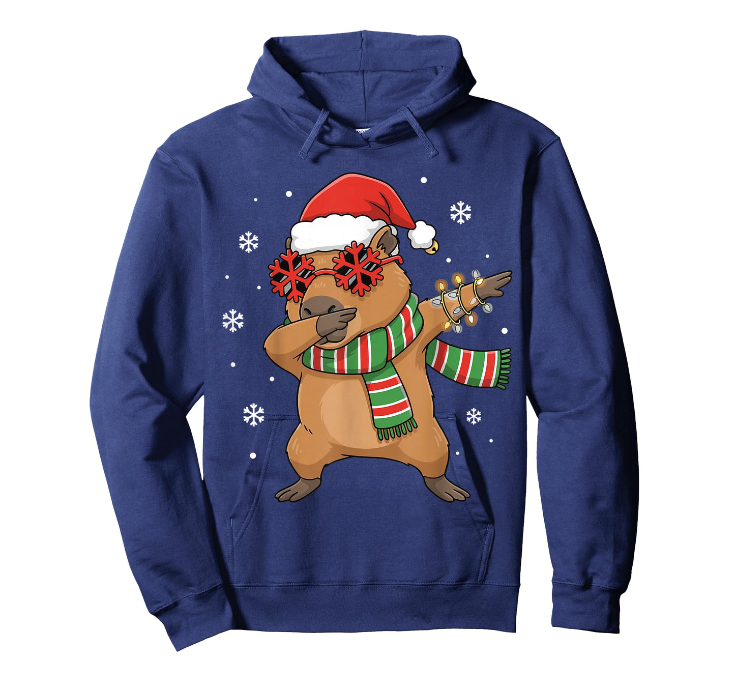 Dabbing Capybara Christmas Santa Hat Funny Holiday Design T-Shirt