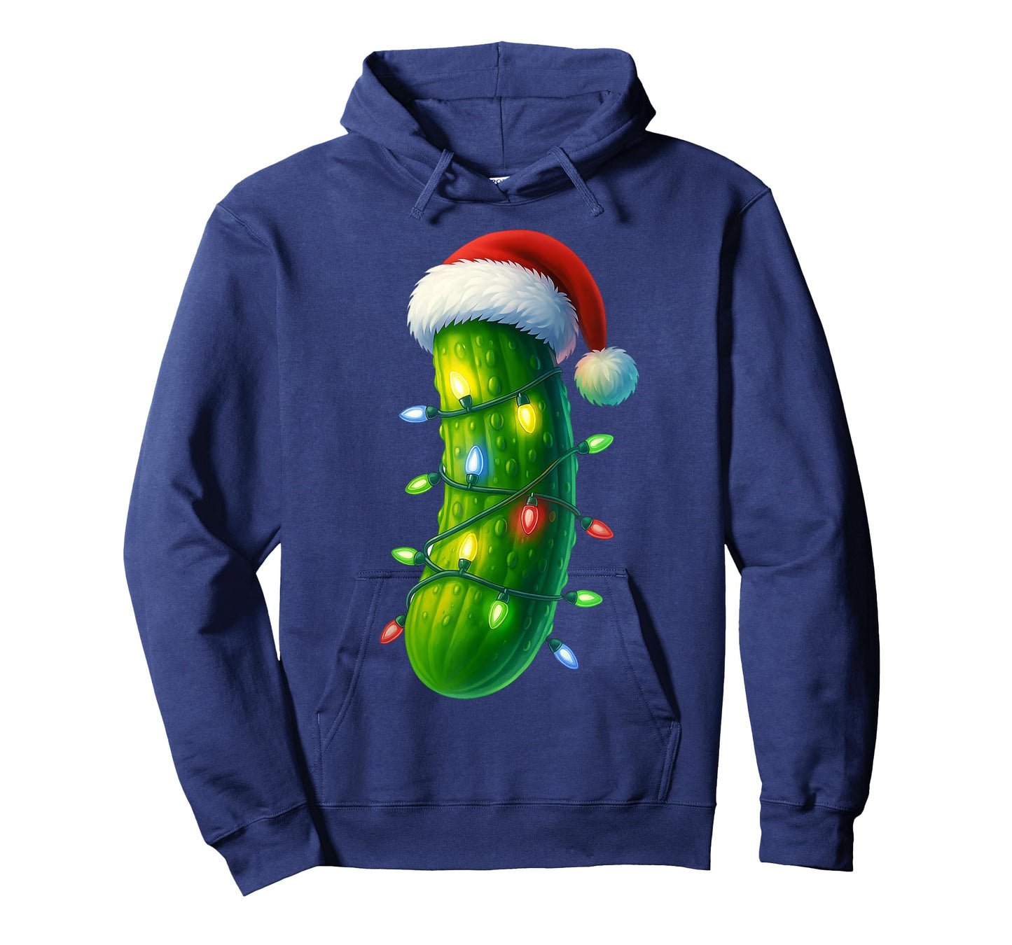 Funny Pickle Santa hat Christmas Lights Xmas Men Women T-Shirt