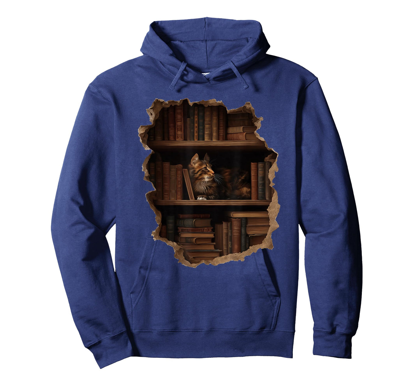 Cat and Boookshelves Hole in Wall Readers Stuff T-Shirt