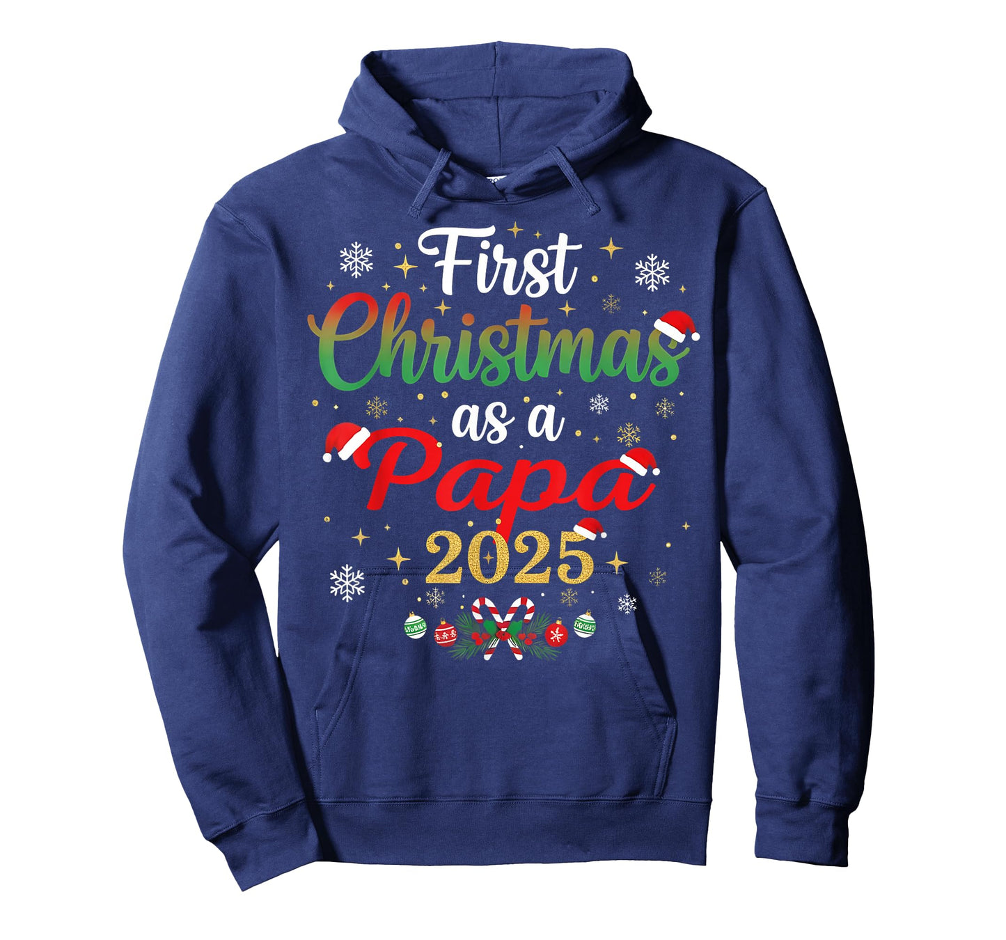 First Christmas As A Papa 2025 New Dad Xmas T-Shirt