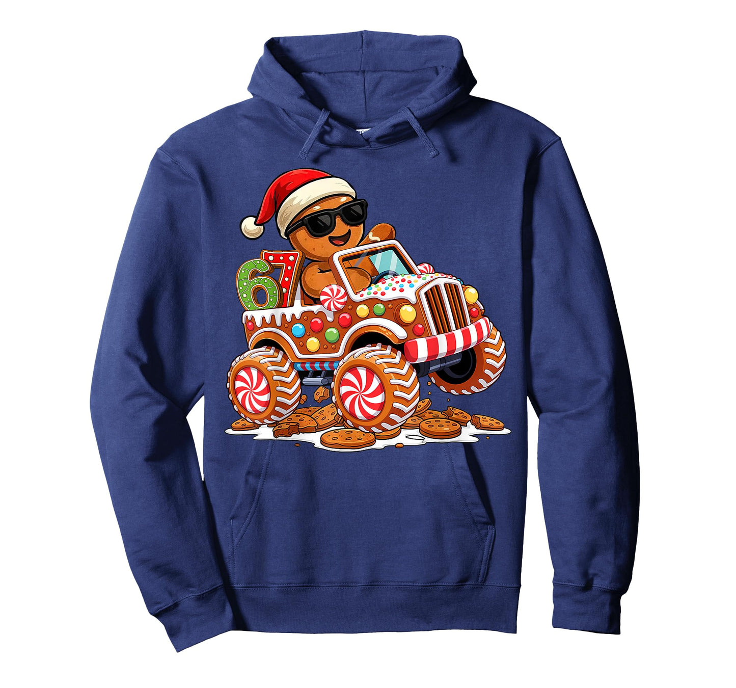 Six Seven 6 7 Monster Truck Gingerbread Man Christmas Baking T-Shirt