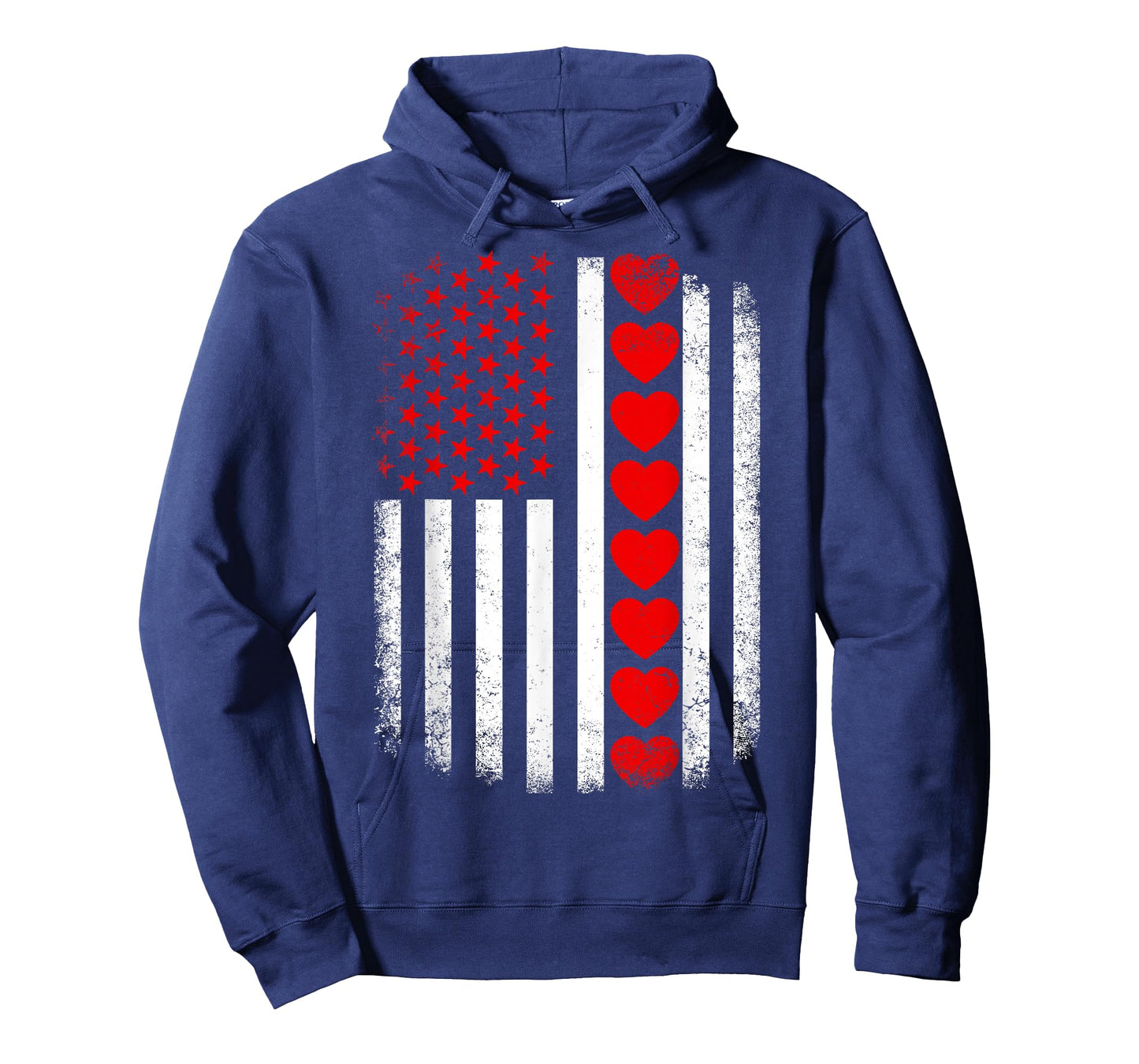 Vintage Valentines Day American Flag Hearts Mens Boys Kids T-Shirt