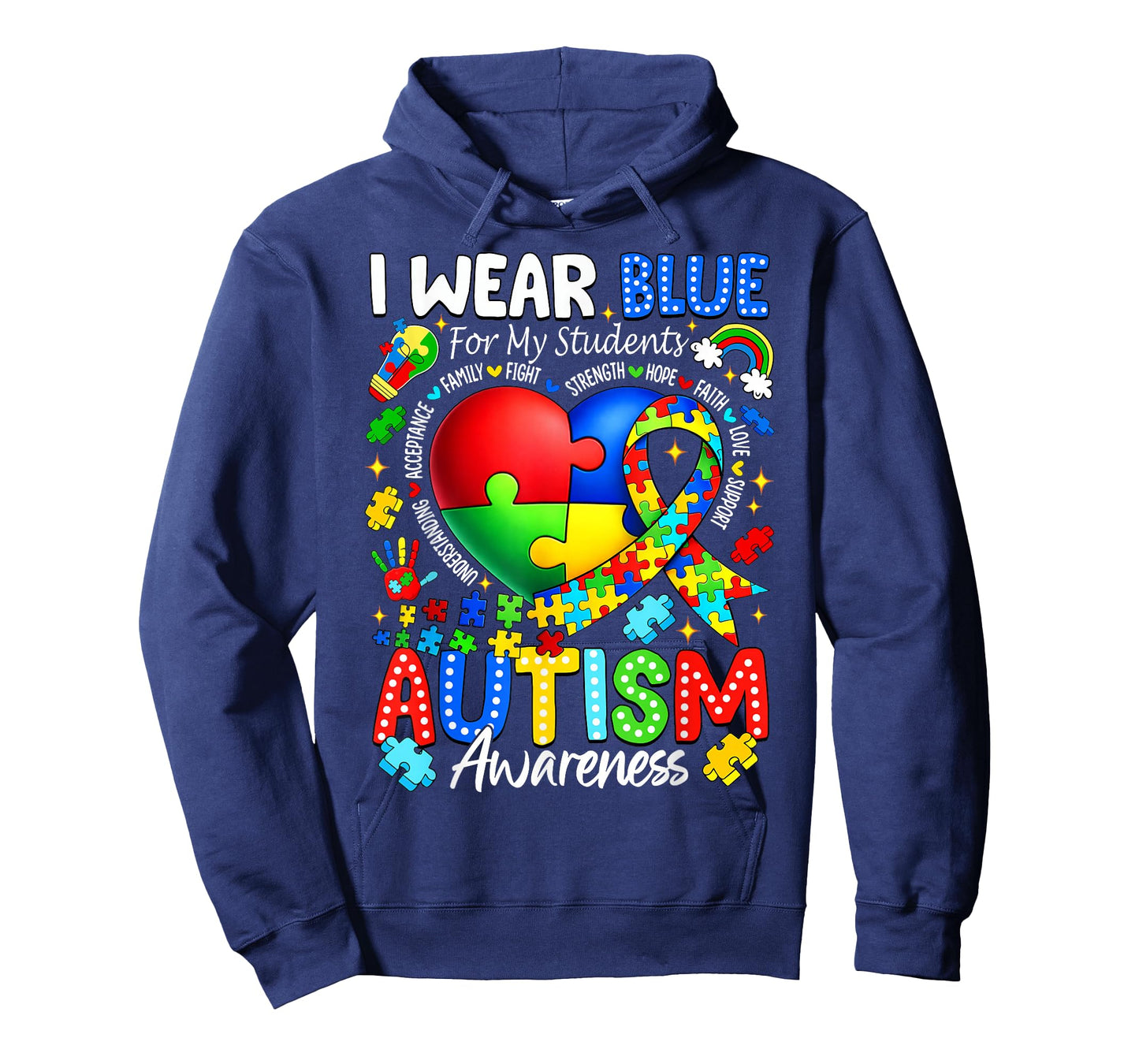 I Wear Blue for My Student Autism Awareness Teachers Kids T-Shirt