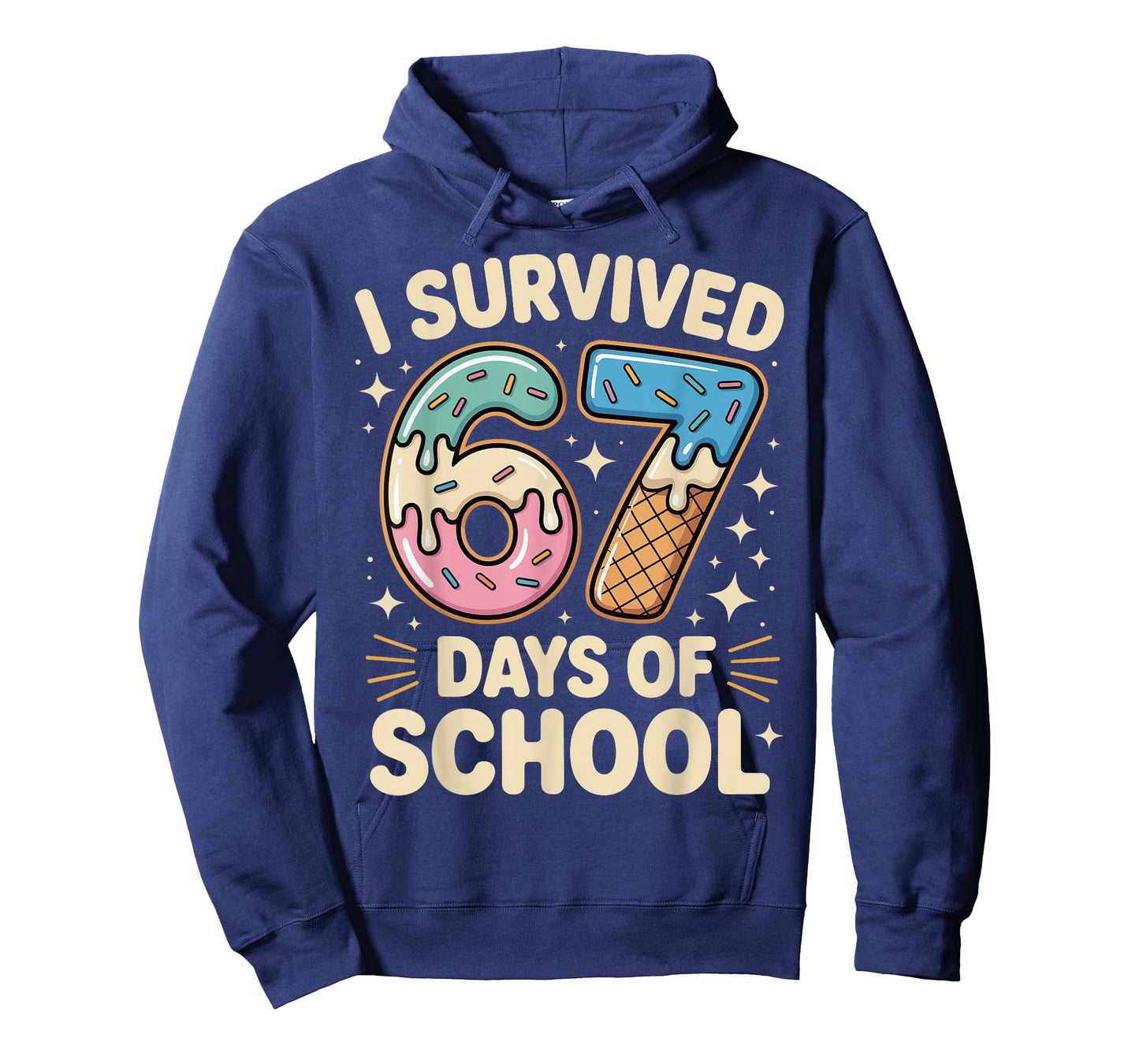 I Survived 67 Days of School with a Funny Ice Cream Design T-Shirt