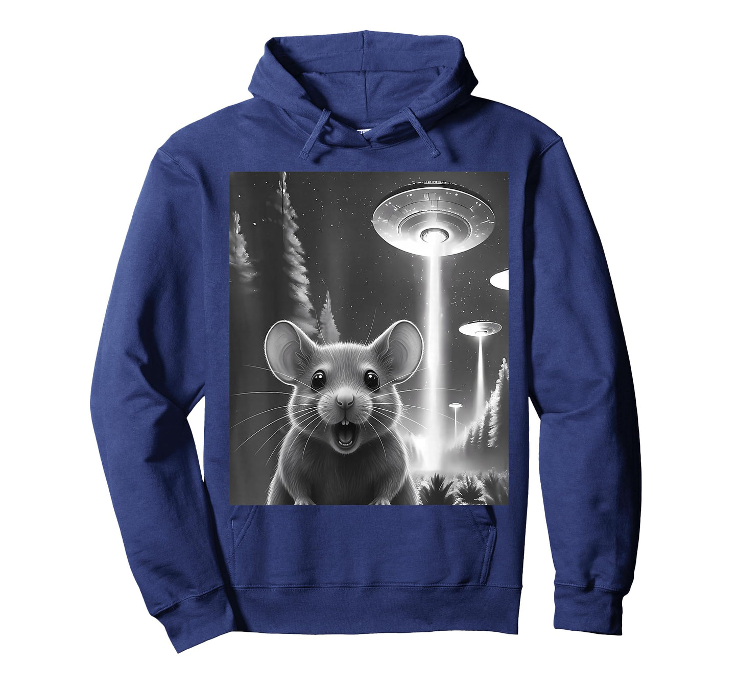 Funny Mouse Alien UFO Taking a Selfie Animal Lover Retro T-Shirt