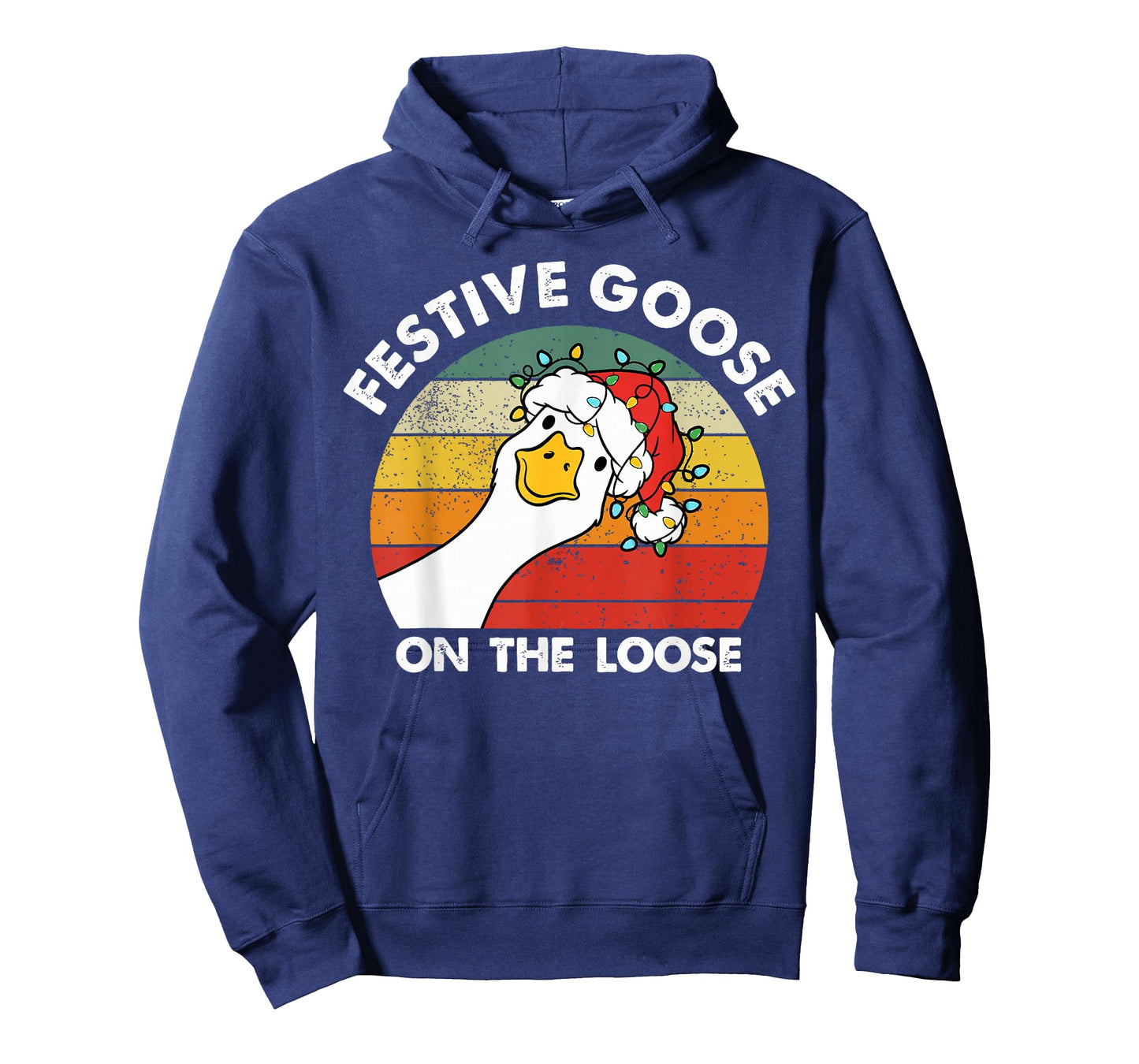 Festive Goose On The Loose Funny Santa Goose Christmas Light T-Shirt