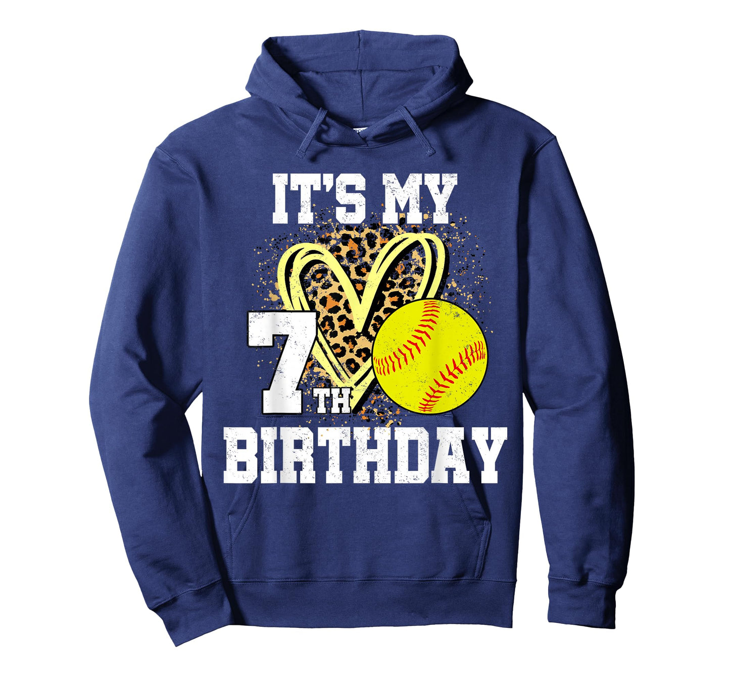 It's My 7th Birthday Softball Leopard 7 Year Old Birthday T-Shirt