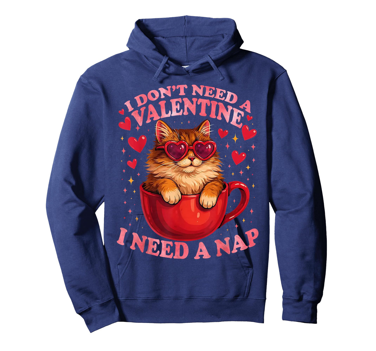 Valentine Cat Nap Funny Cozy Sleep Design T-Shirt