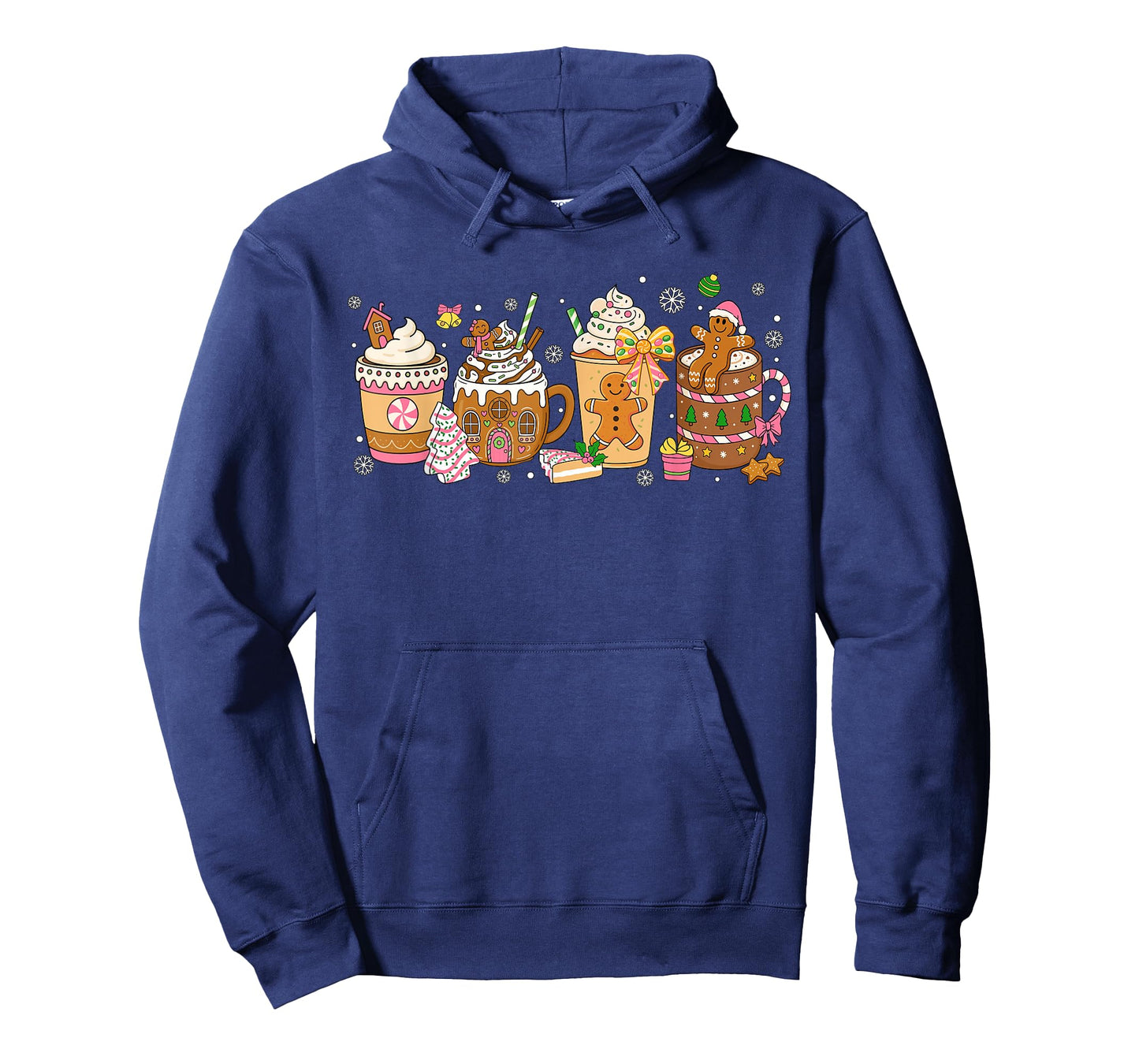 Gingerbread Cookie Christmas Coffee Cups Latte Drink Women T-Shirt