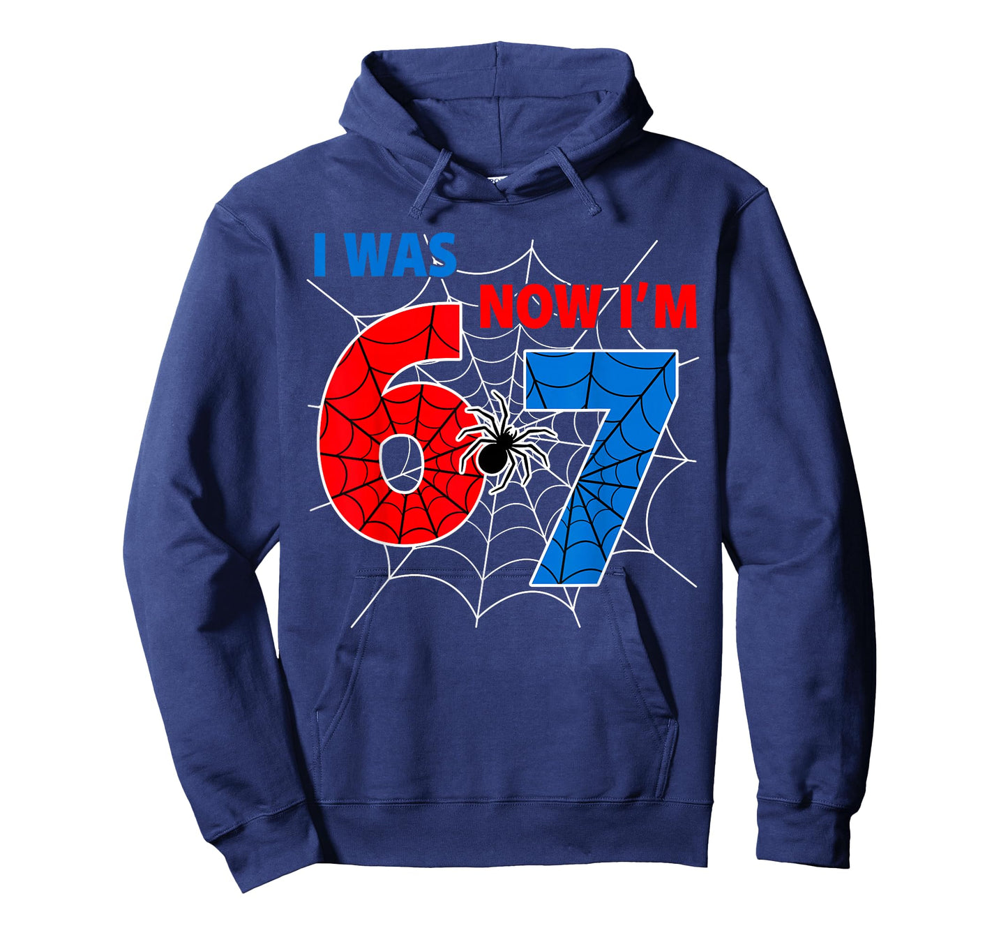 7 Year Old Birthday i was 6 Now I'm 7 Spider Web Theme Party T-Shirt