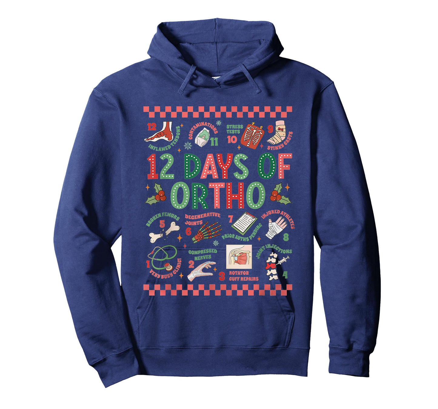 Women 12 Days of Ortho Christmas Orthopedic Winter Holiday T-Shirt