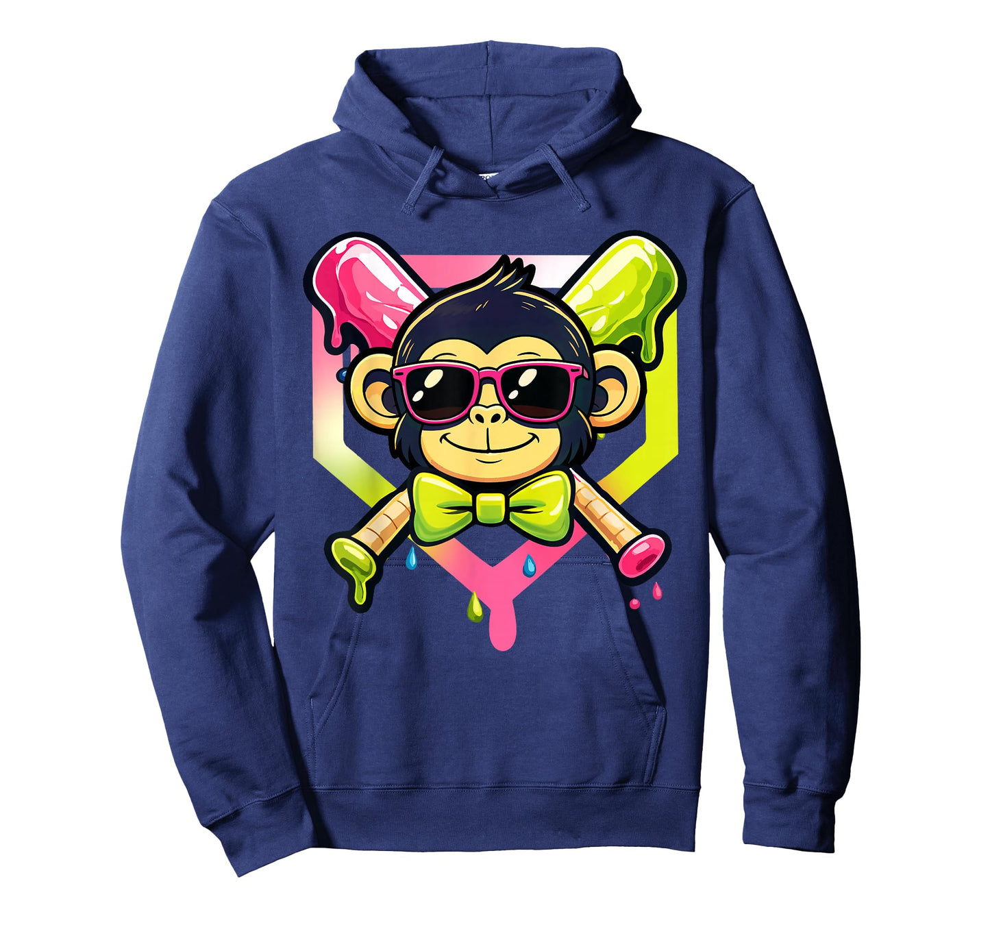 Cute Party Animals Baseball Funny Monkey Sunglasses T-Shirt