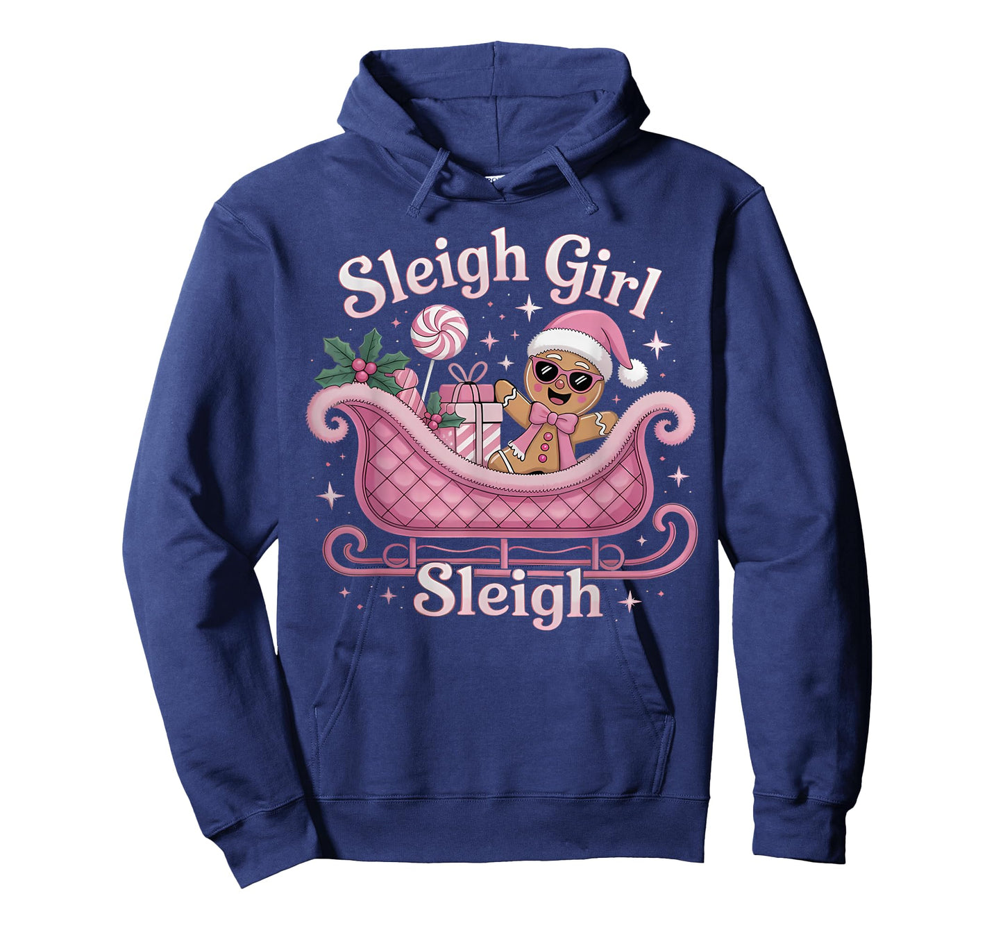 Groovy Pink Christmas Candy Sleigh Girl Gingerbread Holiday T-Shirt