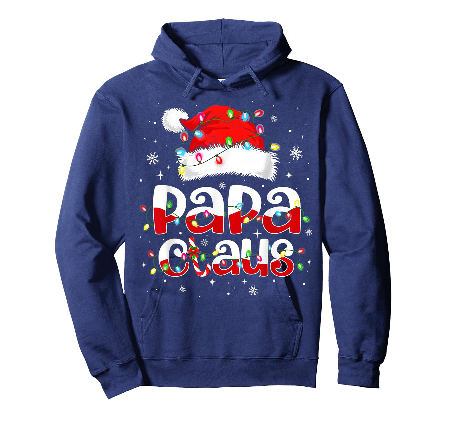 Papa Claus Funny Christmas Lights Pajama Family Matching T-Shirt