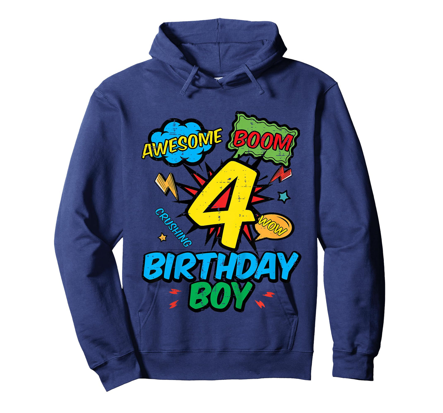 Kids 4 Birthday Boy Comic Cool 4th Bday Superhero Party Boys Kids T-Shirt