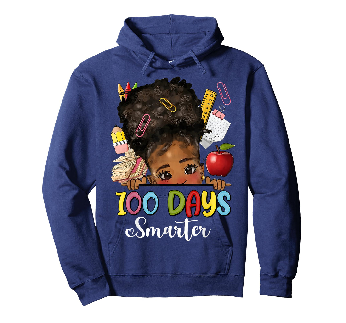 100 Days Smarter Messy Bun Hair 100 Days of School Afro Girl T-Shirt