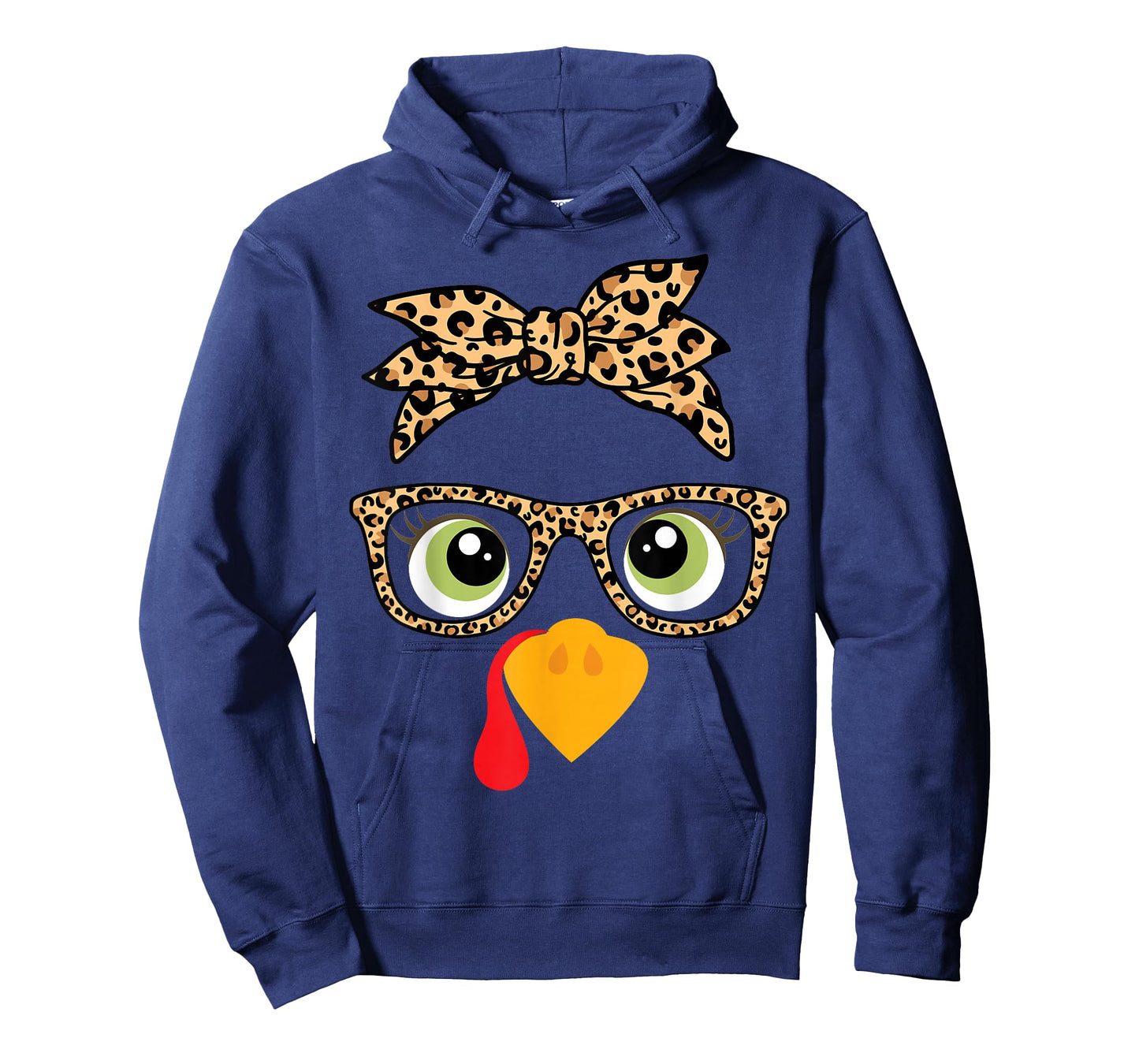 Cute Thanksgiving Turkey Face Leopard Glasses Women Girls T-Shirt