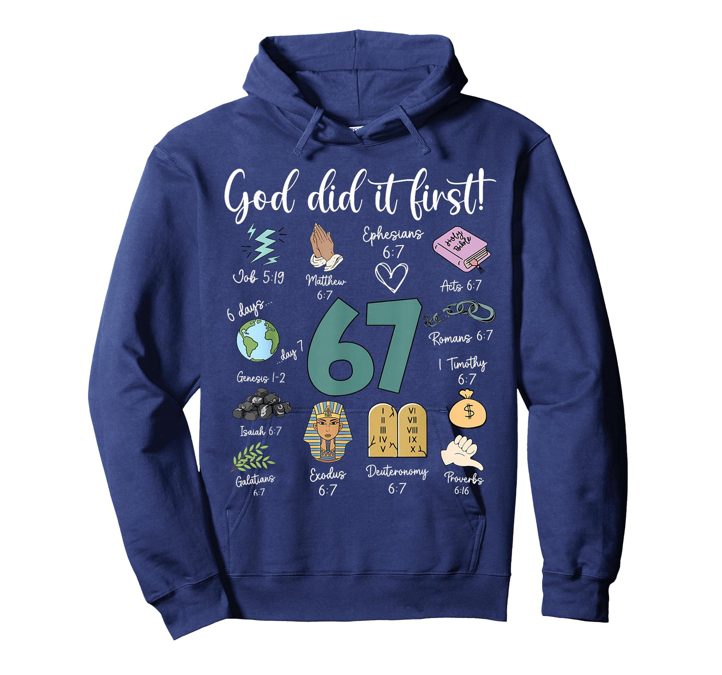 Vintage God Did It First 67 Six Seven Meme Christian Bible T-Shirt