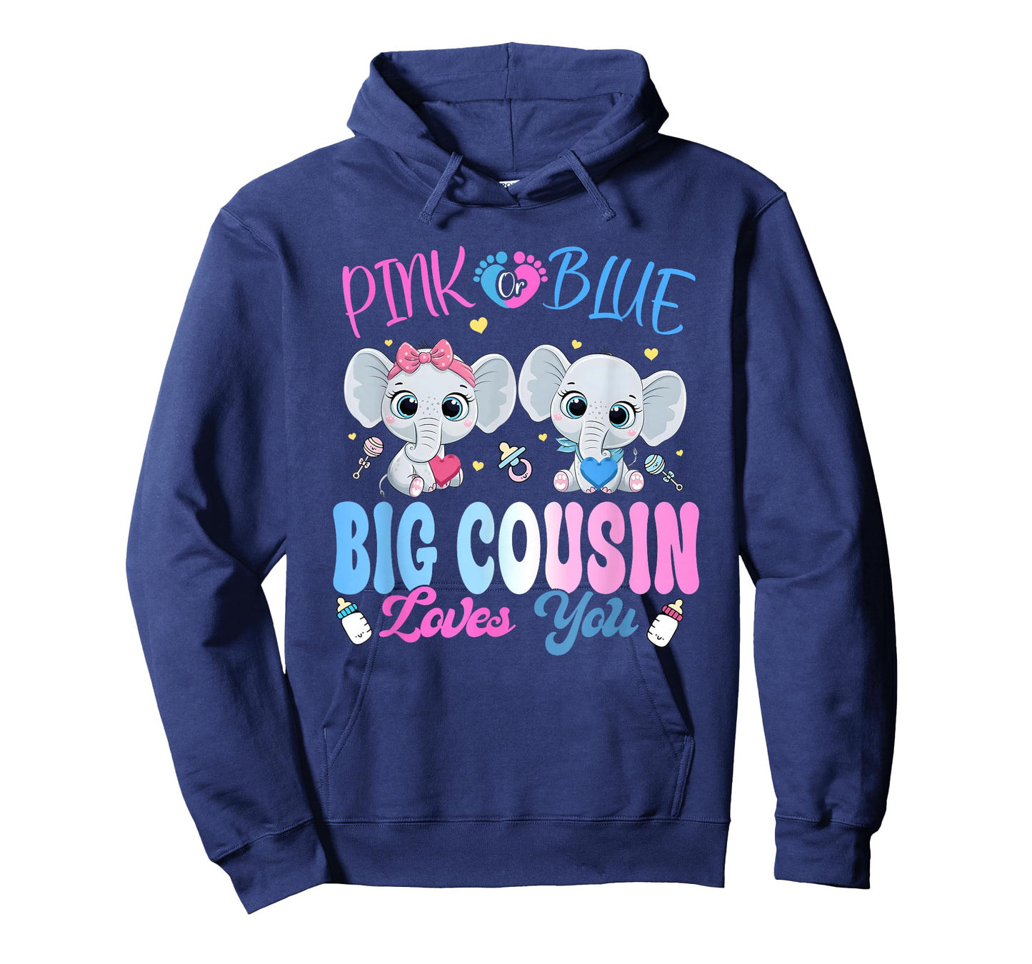 Pink or Blue Big Cousin Loves You Gender Reveal Elephant T-Shirt