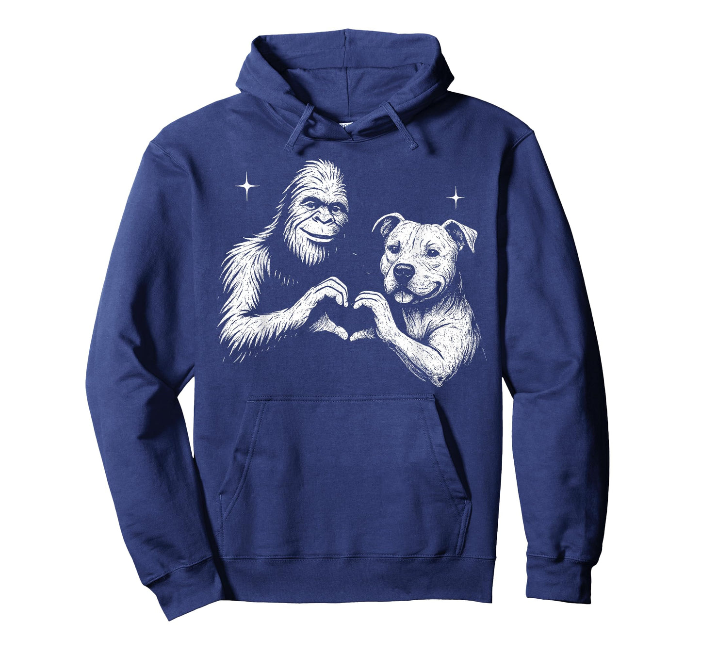 Staffordshire Bull Terrier Bigfoot Heart Hand Sign Dog Lover T-Shirt