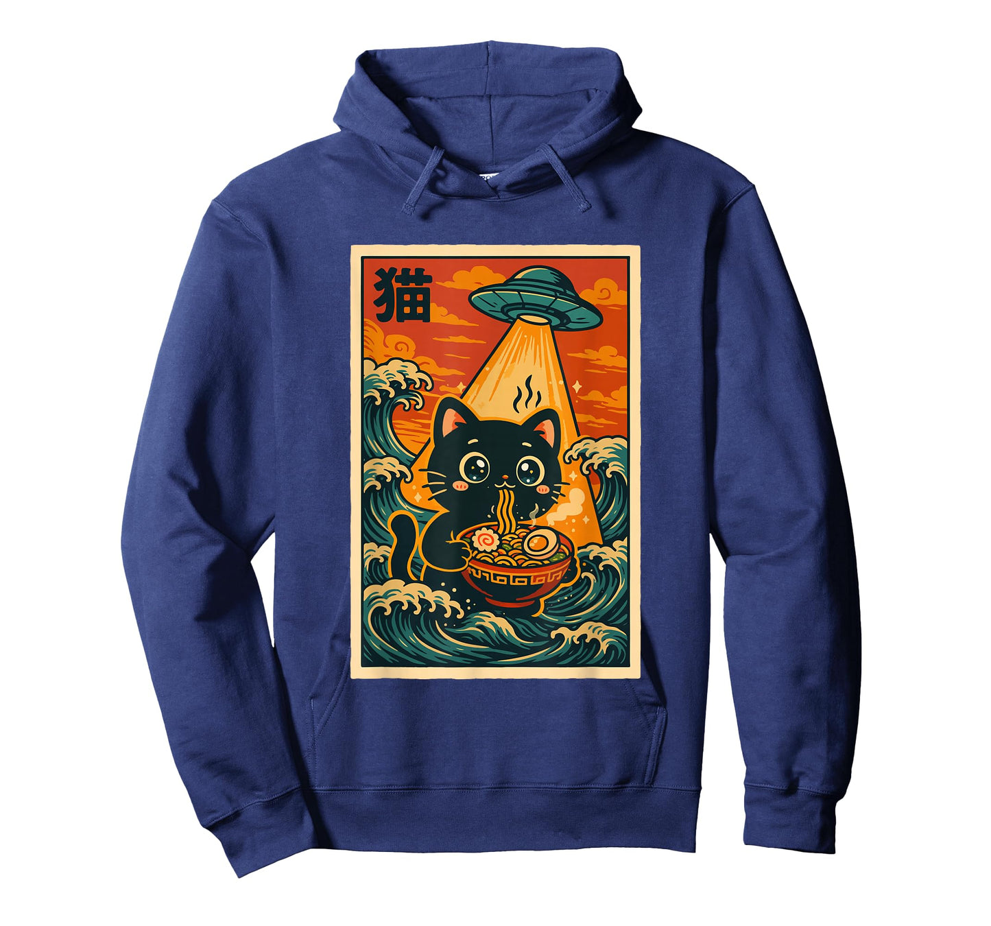 Japanese Anime Vintage Ramen Ukiyo-e UFO Kawaii Funny Cat T-Shirt