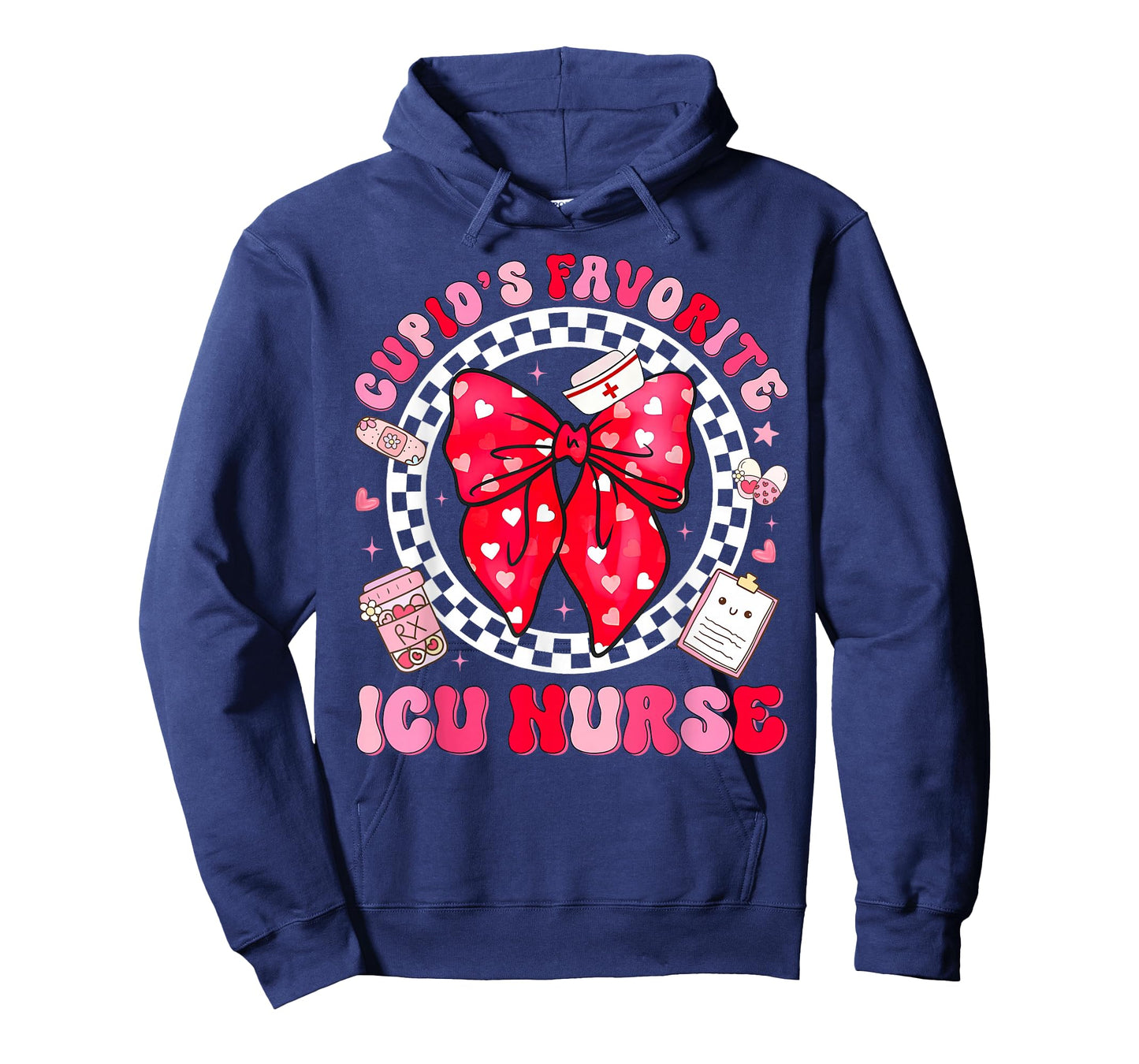 Cupid's Favorite ICU Nurse Valentine Coquette Bow Girl Women T-Shirt