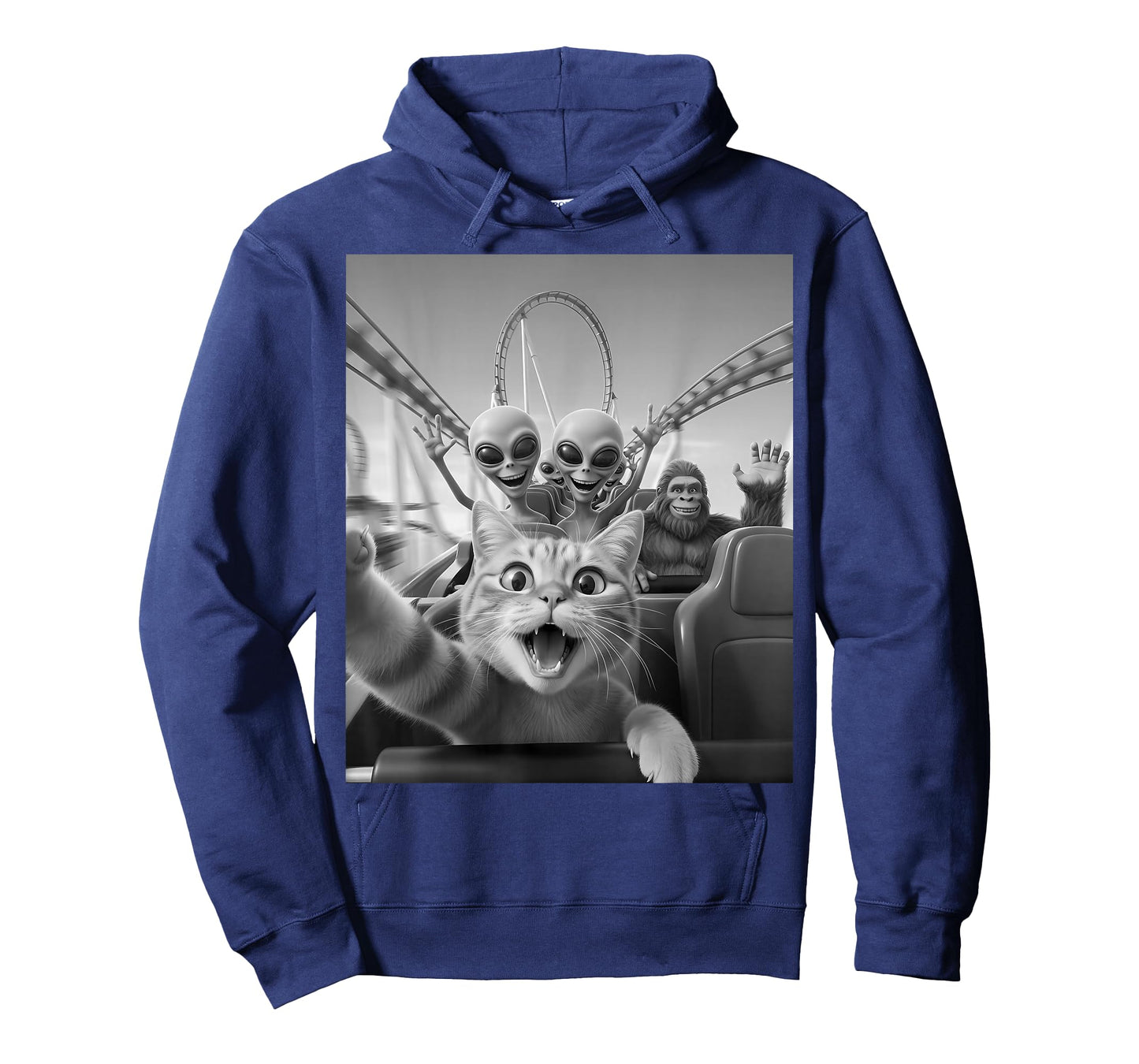 Funny Meme Cat Selfie Alien Bigfoot Roller Coaster Costume T-Shirt