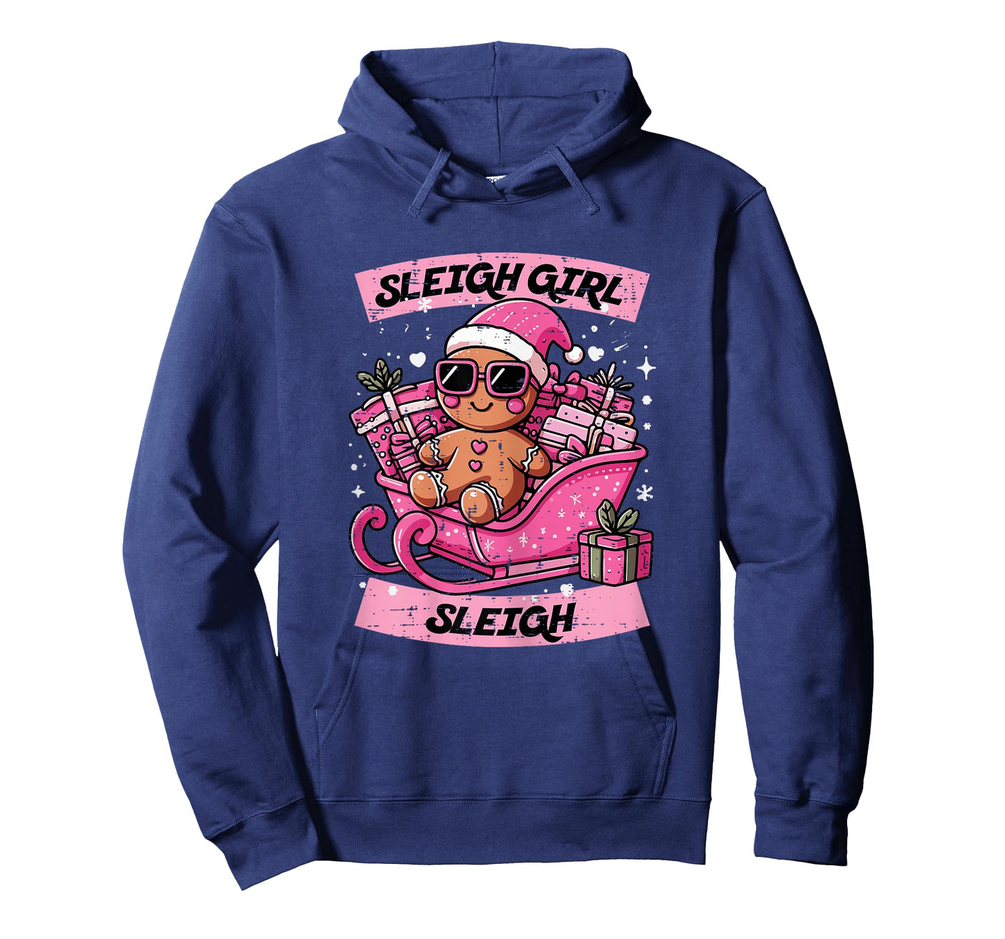 Christmas Gingerbread Pink Sleigh Girl Xmas Girls Kids Women T-Shirt