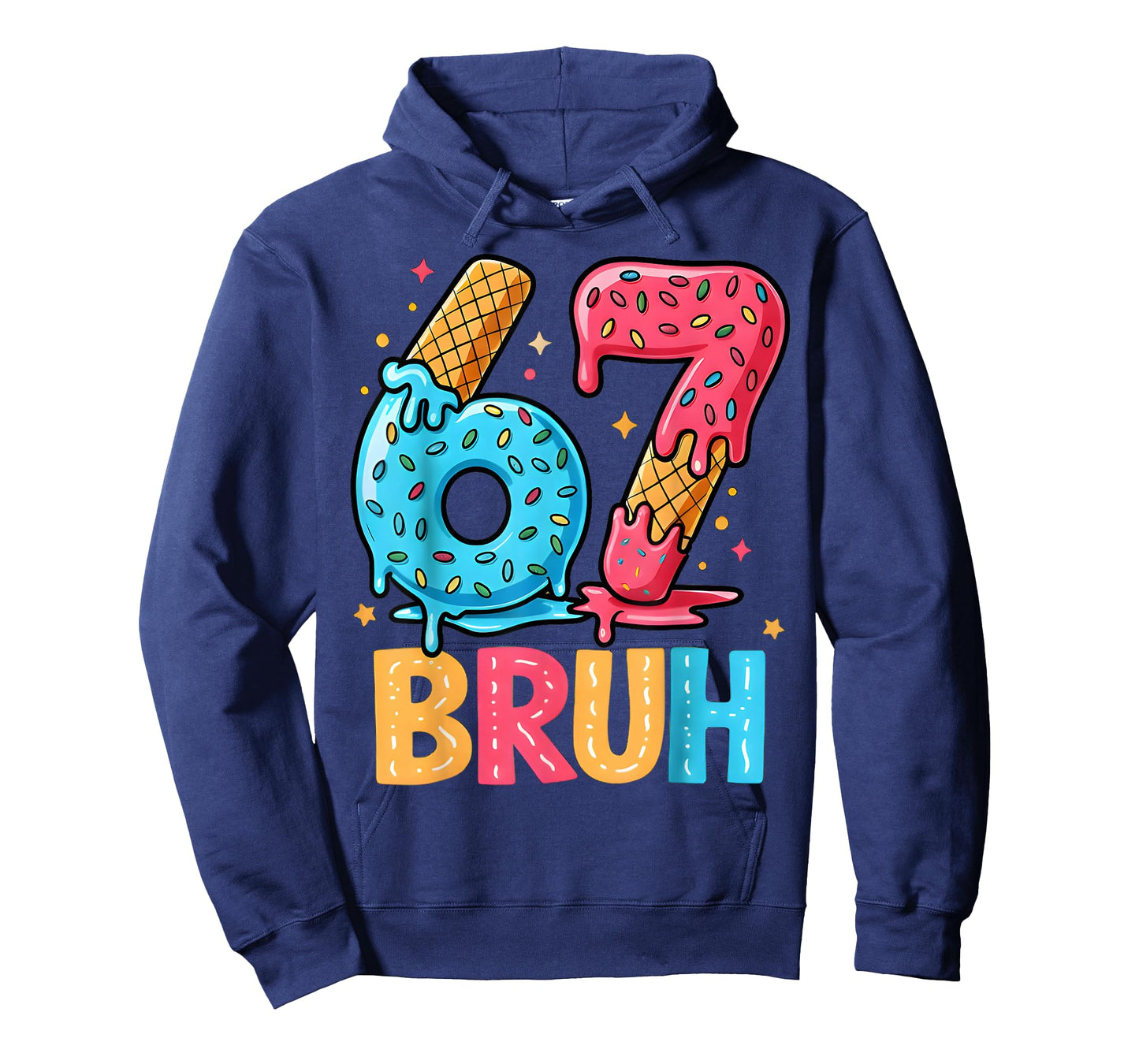 Six Seven Ice Cream Drip Cool Meme 67 Bruh Funny Number T-Shirt