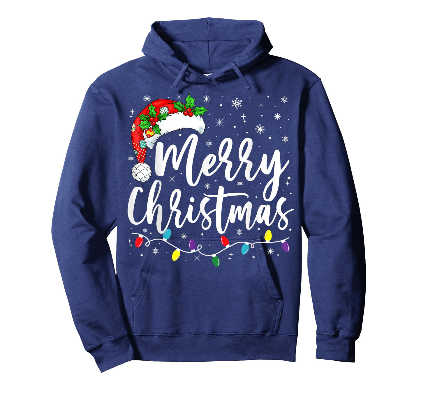 Merry Christmas Lights Santa Hat Xmas Family Matching Pajama T-Shirt