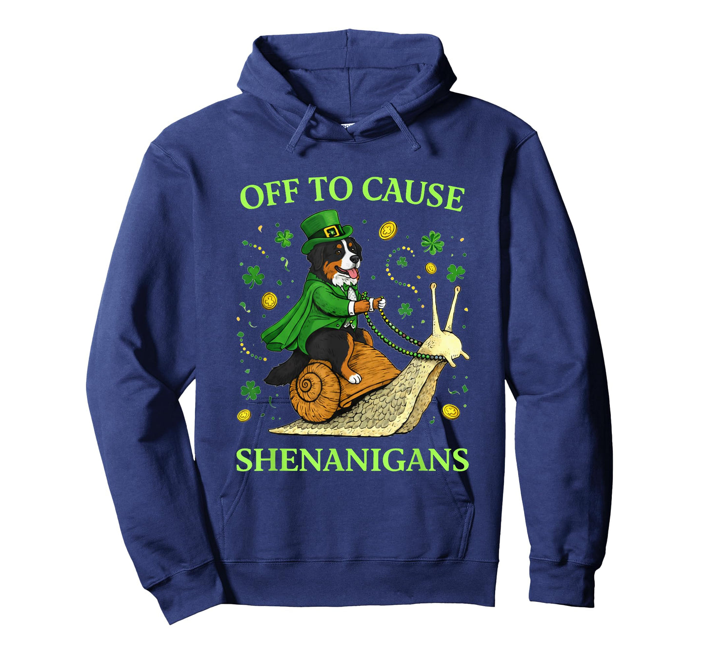St Patricks Day Bernese Mountain Dog Riding Snail Shenanigan T-Shirt