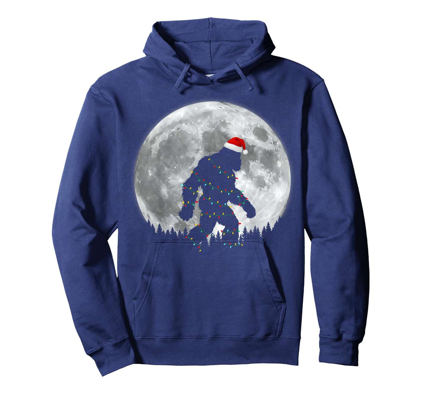 Funny Bigfoot Santa Moon Christmas Lights Xmas Sasquatch T-Shirt