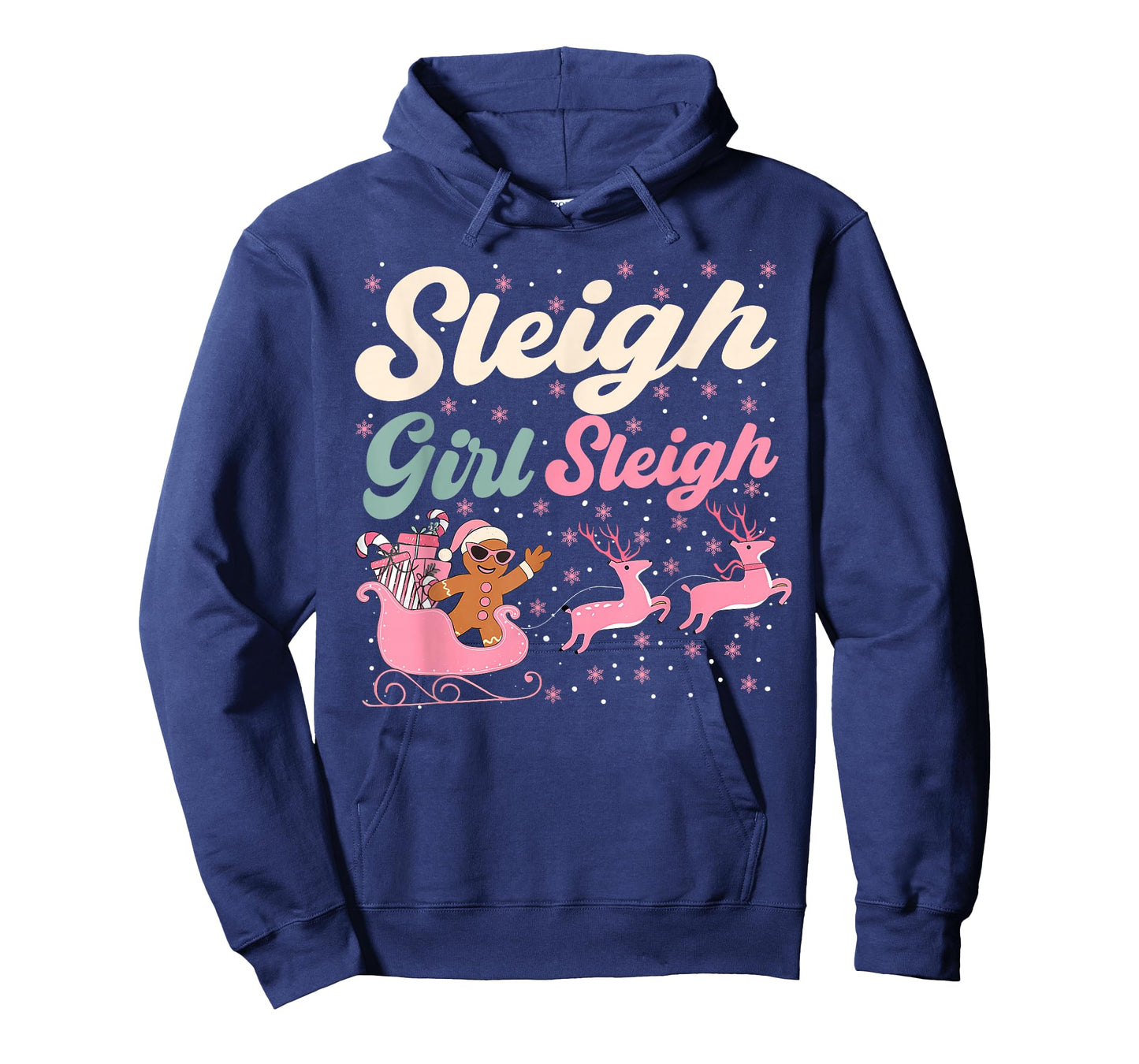 Christmas Gingerbread Pink Sleigh Girl Xmas Girls Kids Women T-Shirt