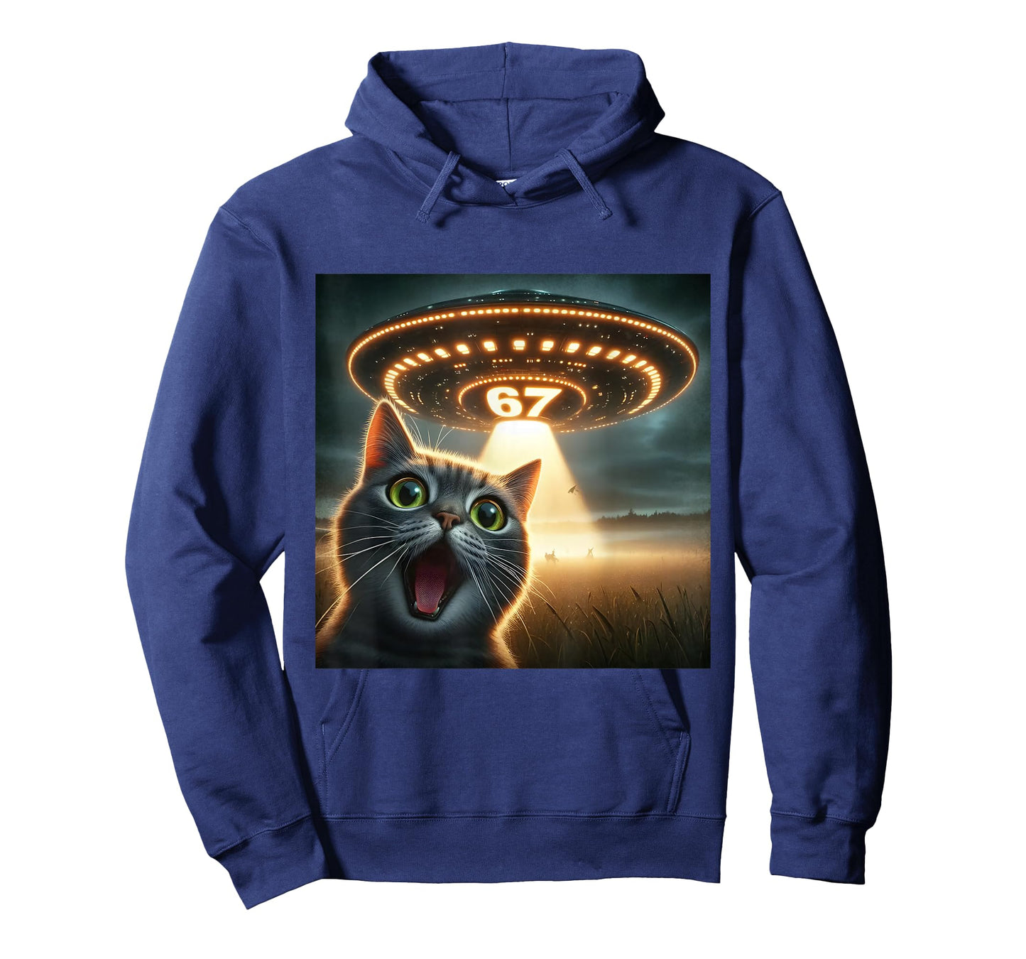 67 Funny Cat Selfie UFO Alien Meme T-Shirt