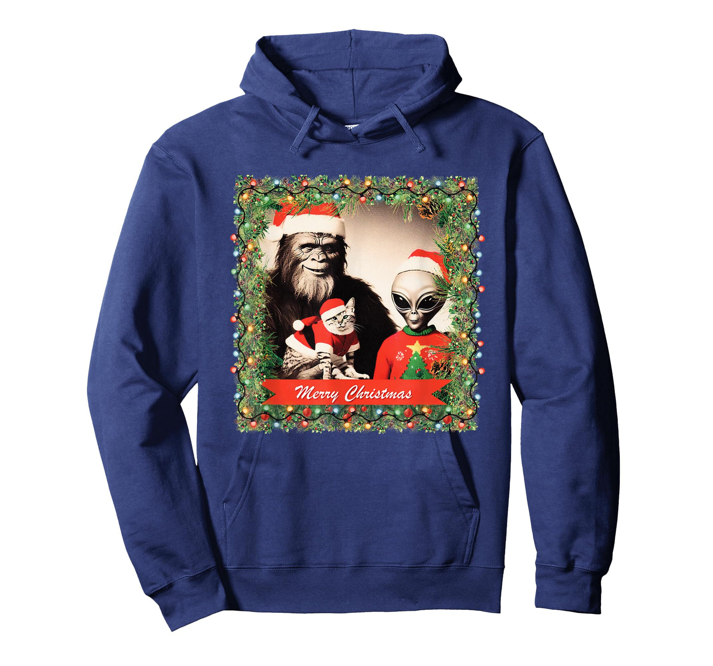Funny Christmas Cat Bigfoot Alien Christmas Supernatural T-Shirt