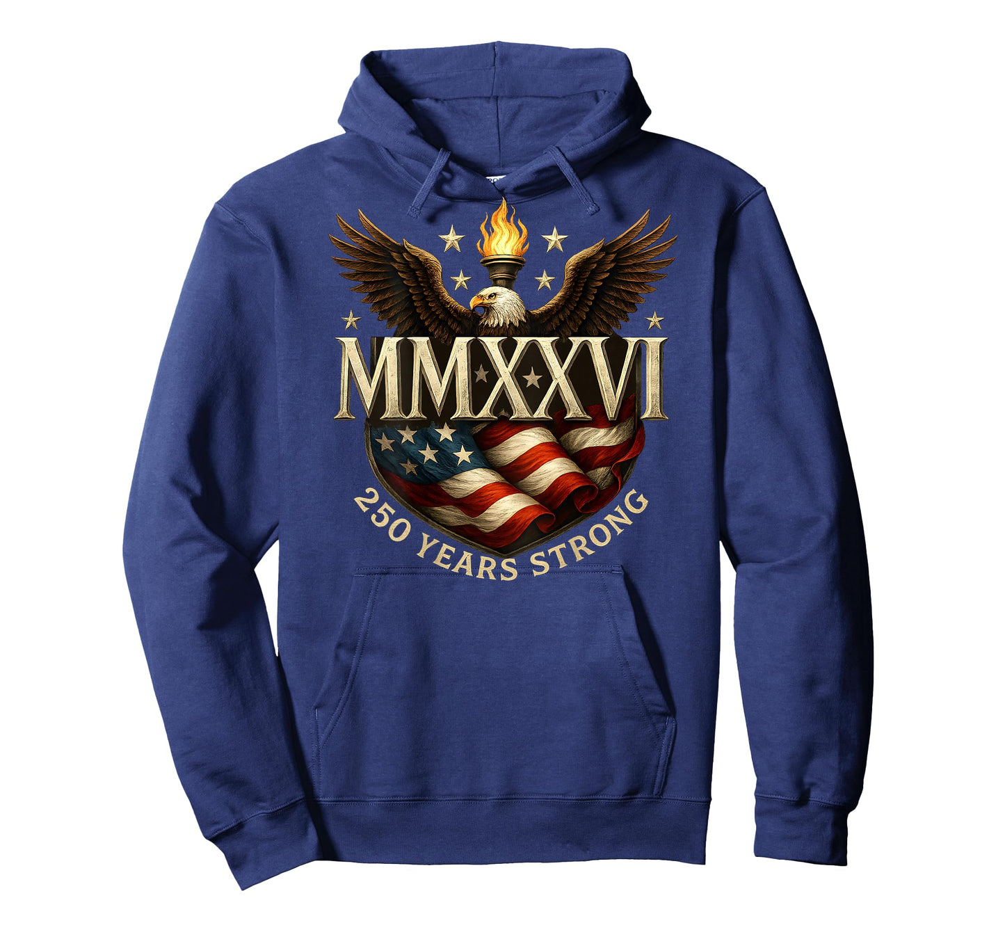 On Back 250 Years Strong 1776 MMXXVI 250th Birthday T-Shirt