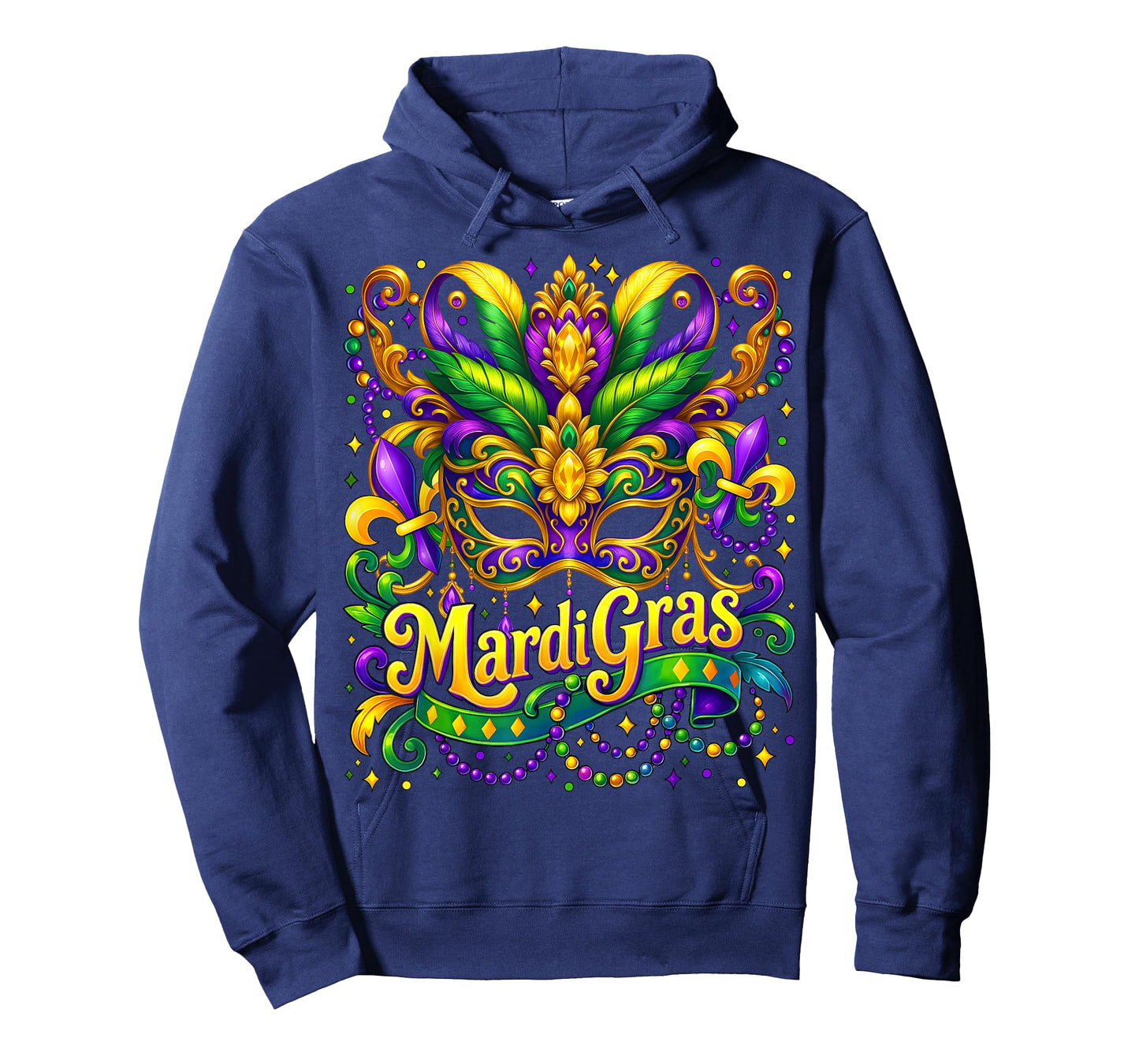 Happy Mardi Gras Mask Fleur De Lis Beads Carnival Party T-Shirt