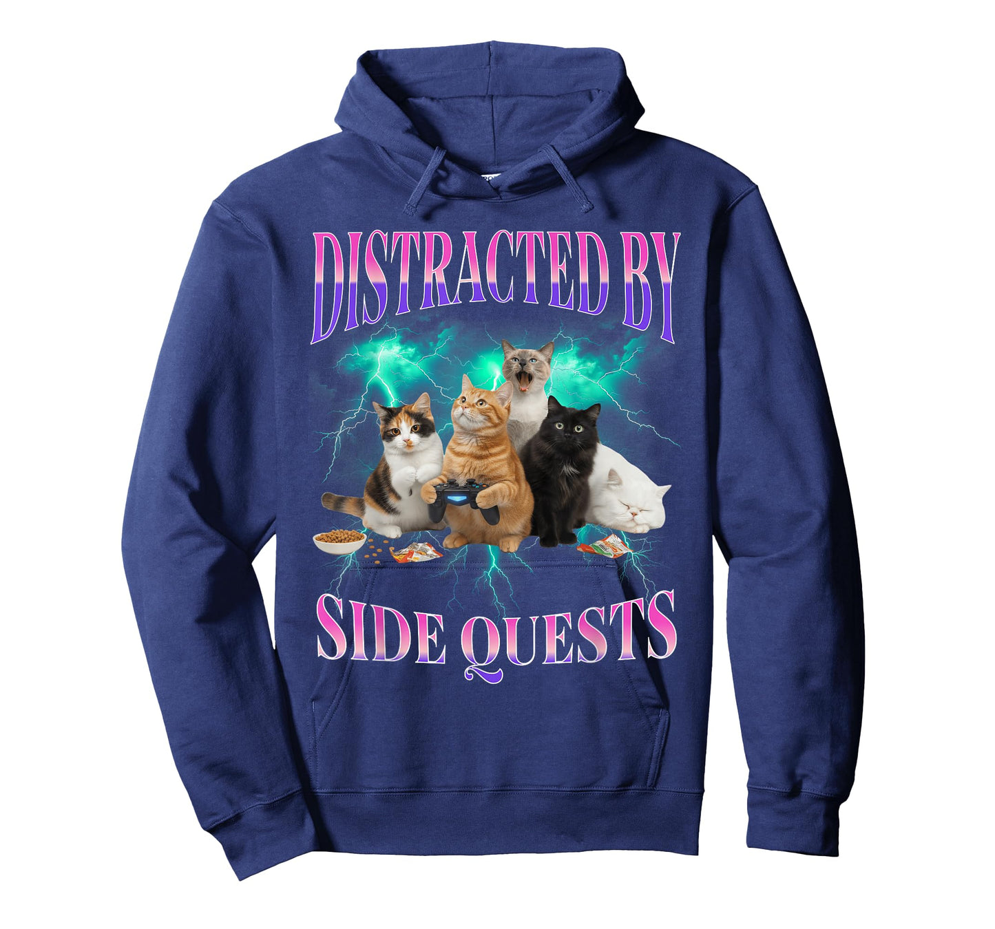 Cats Side Quest Distracted Tabletop Funny Men Bootleg 90s T-Shirt