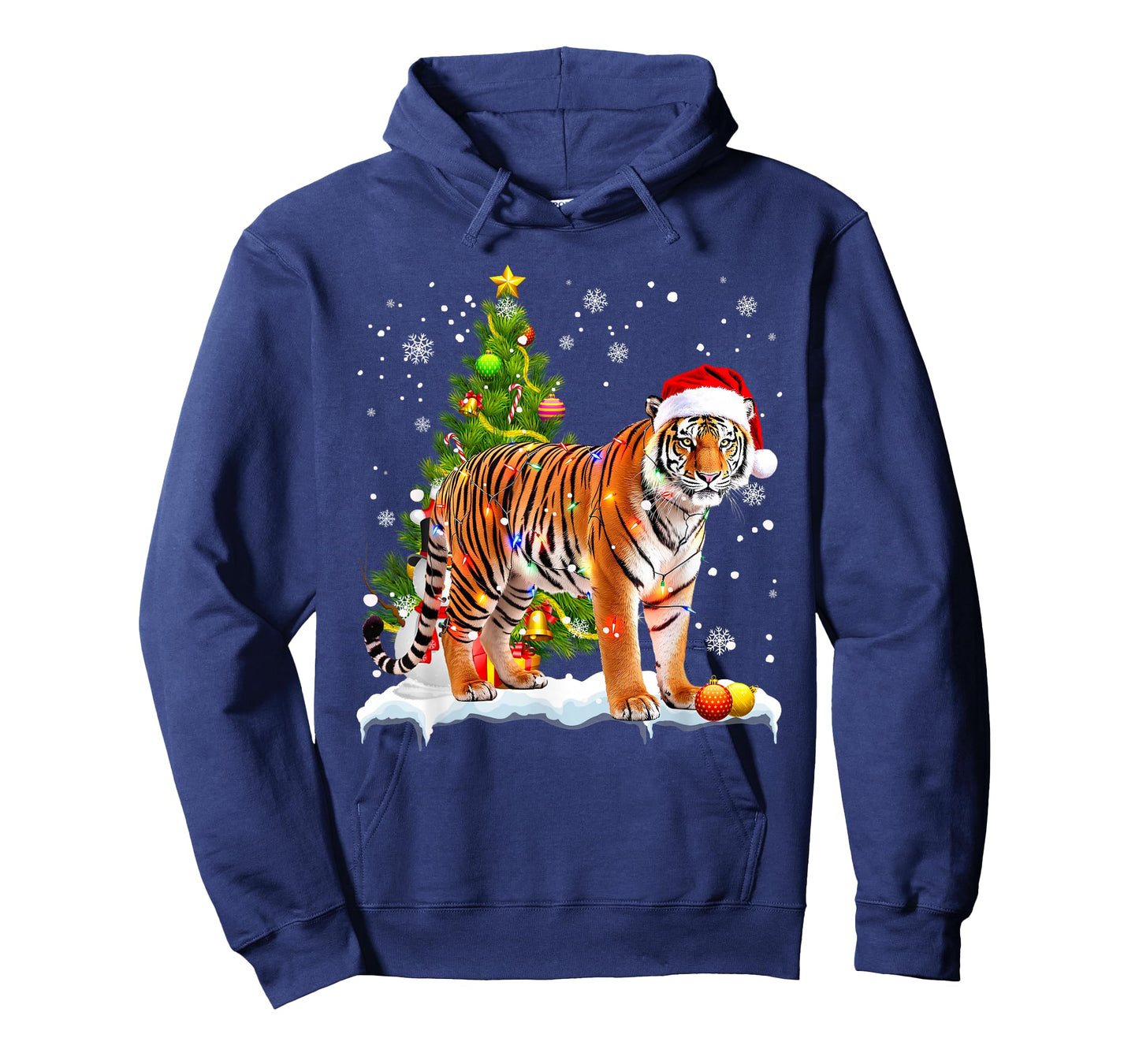 Cute Tiger Christmas Light Funny Tiger Lover Xmas T-Shirt