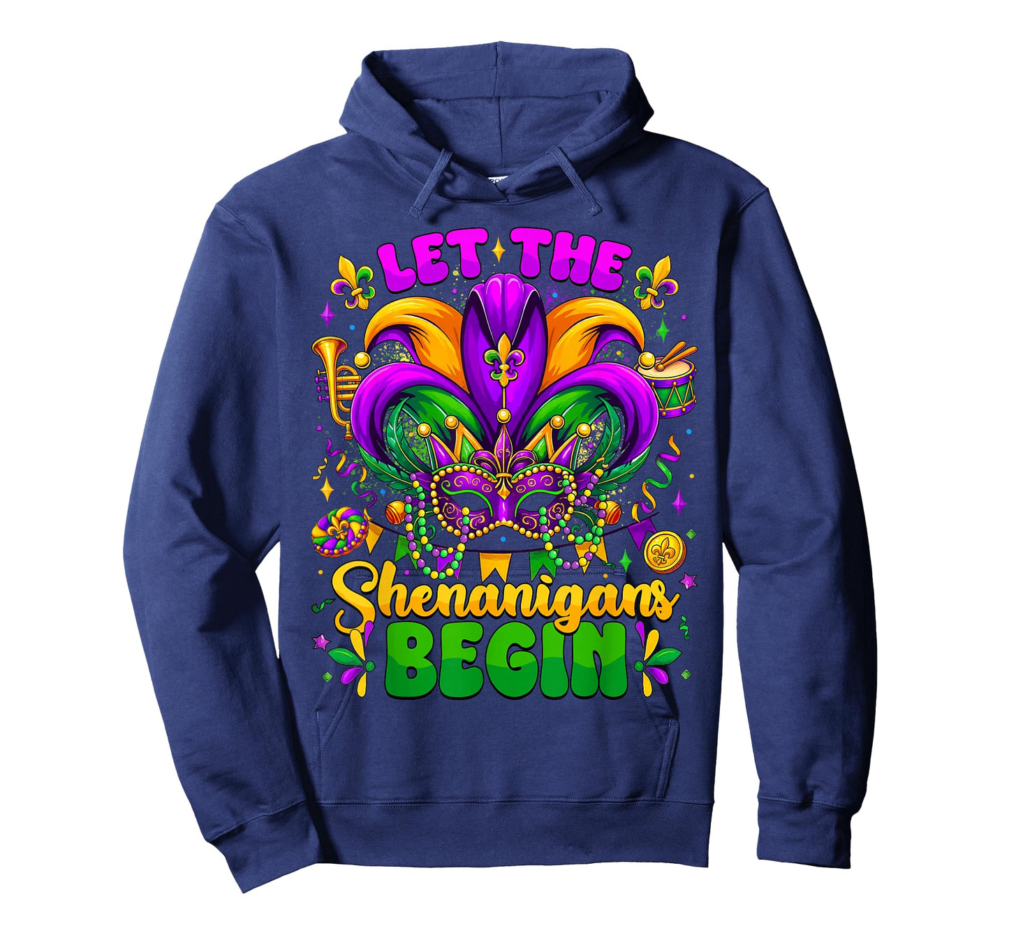 Let The Shenanigans Begin Mardi Gras Jester Mask Men Women T-Shirt