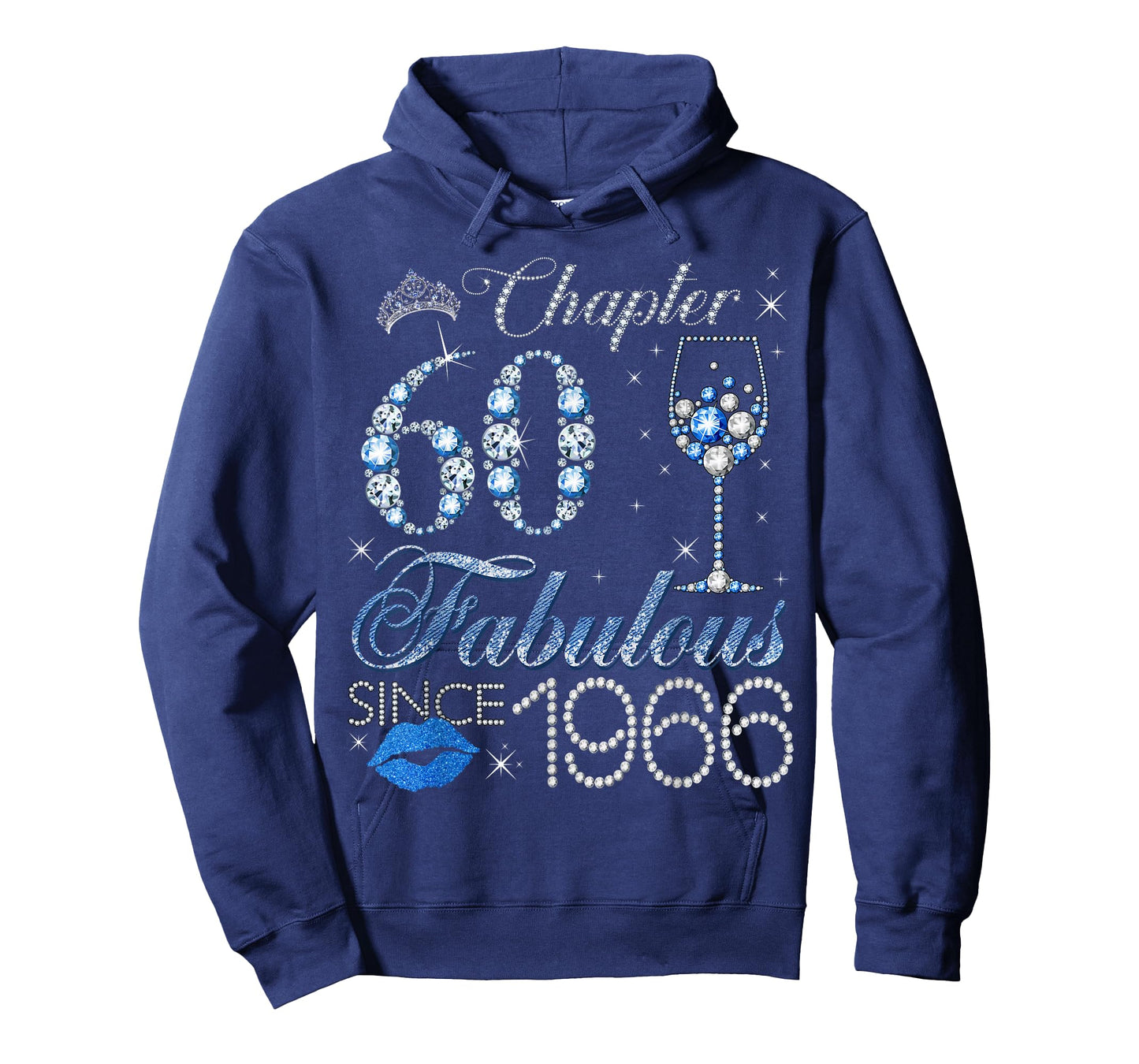 Chapter 60 60th Birthday Crown Wine Glass Denim and Diamonds T-Shirt
