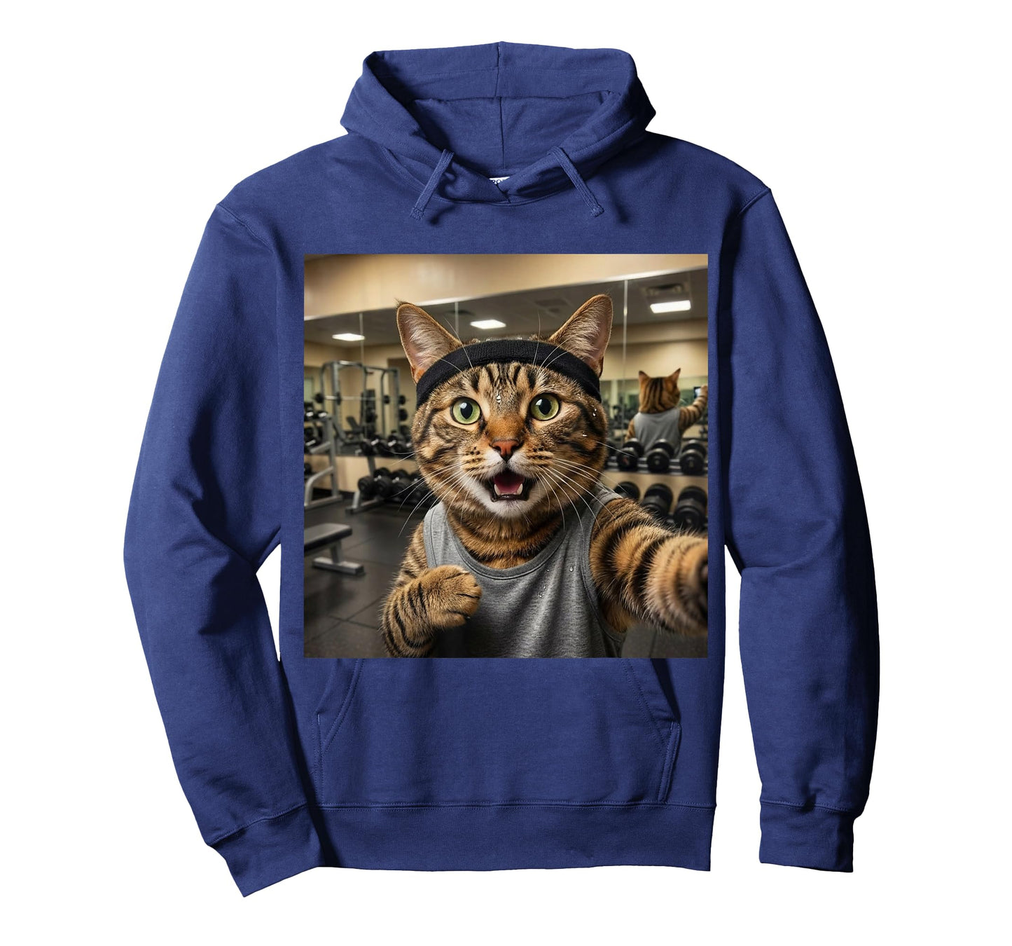 Cat Selfie Funny Gym Fitness Humor Workout Lover Style T-Shirt