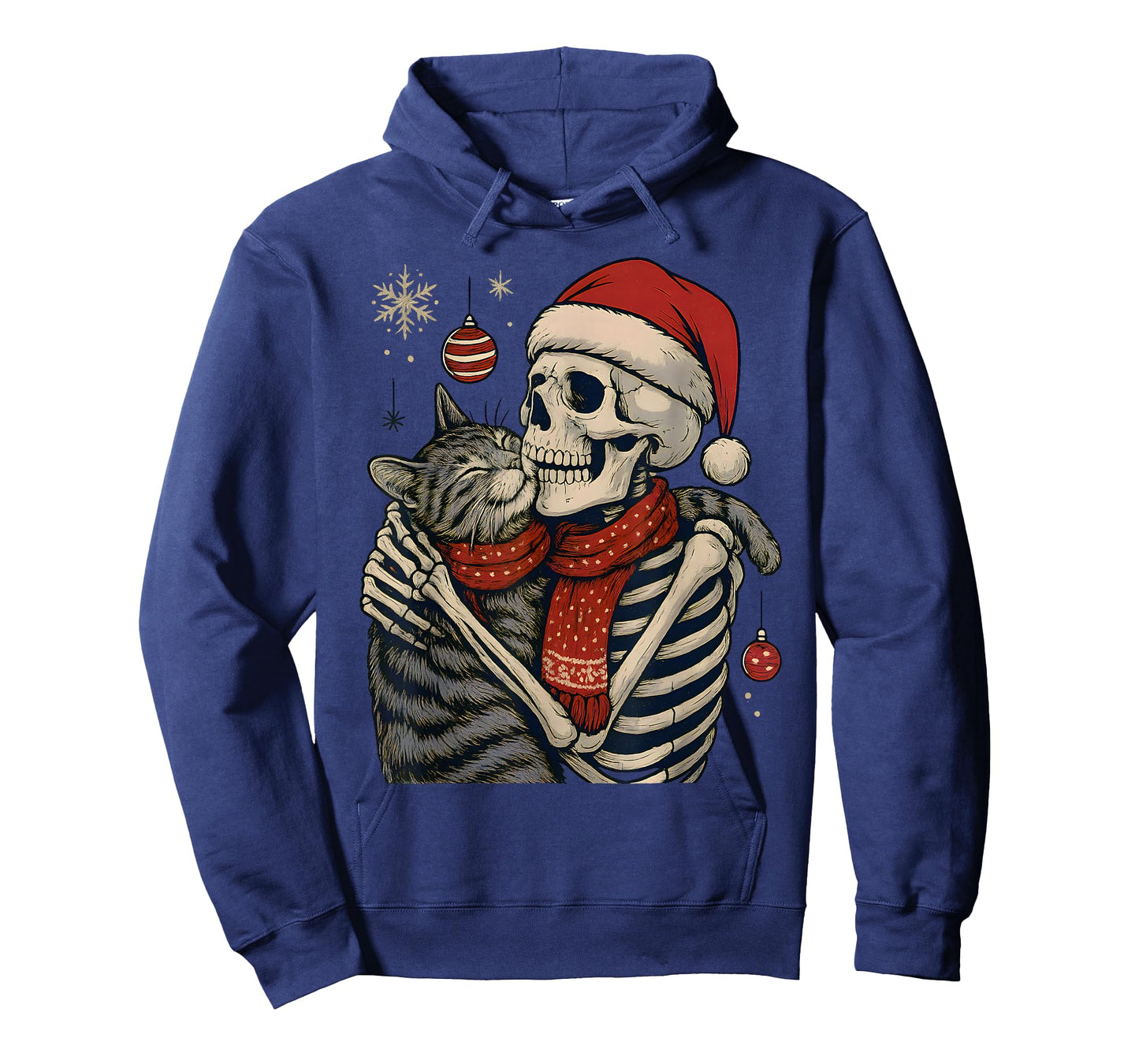 Skeleton Hugging Cat Funny Gothic Christmas Catmas Women Men T-Shirt